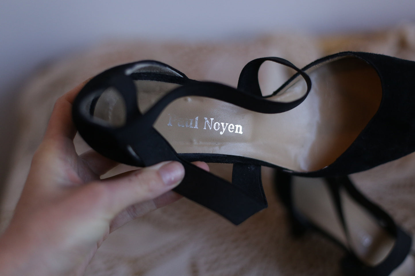 Vintage black low pumps, Rouje aesthetic black pointed toe high heels, Comfortable large size woman shoe, designer heels by Paul Noyen, 40.5