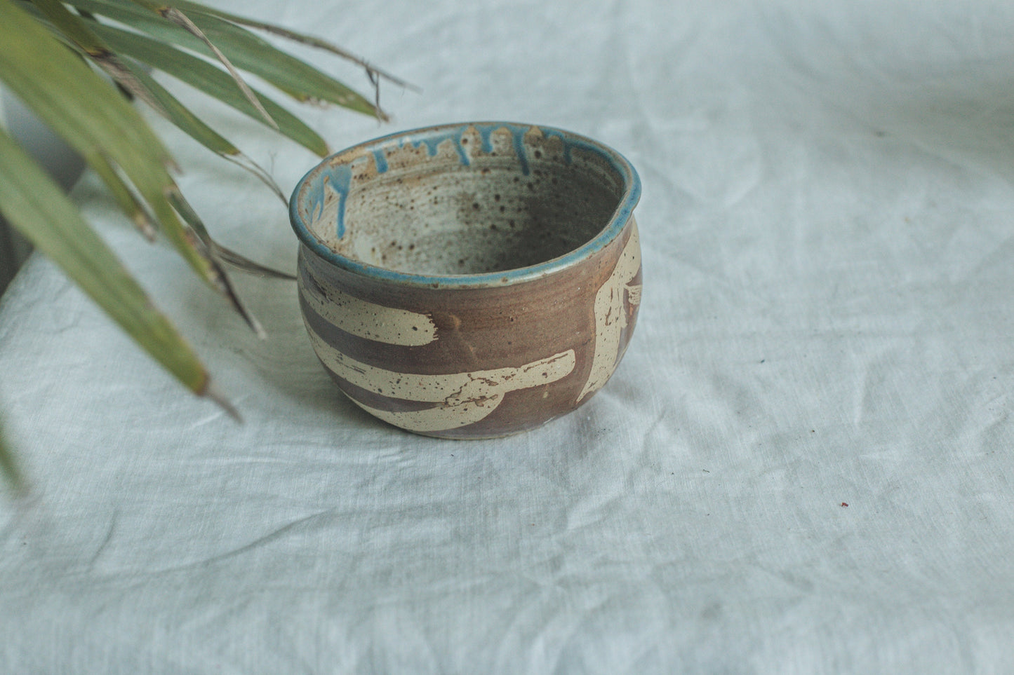 Handmade Vintage Ceramic Matcha Bowl - Rustic Soup, Cereal & Café au Lait Bowl with Abstract Glazing, Unique Small Home Decor 3.3"x5.5