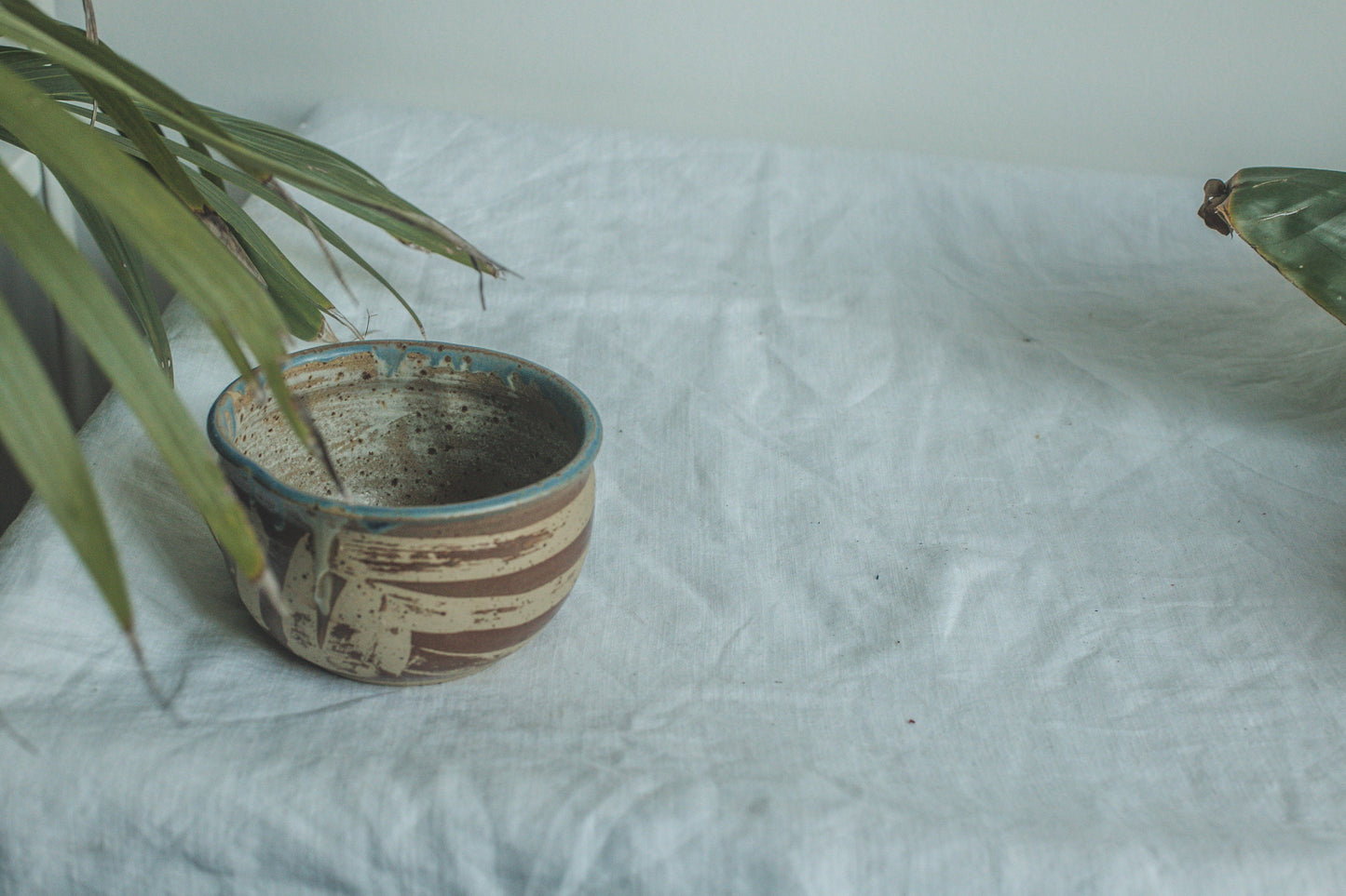 Handmade Vintage Ceramic Matcha Bowl - Rustic Soup, Cereal & Café au Lait Bowl with Abstract Glazing, Unique Small Home Decor 3.3"x5.5