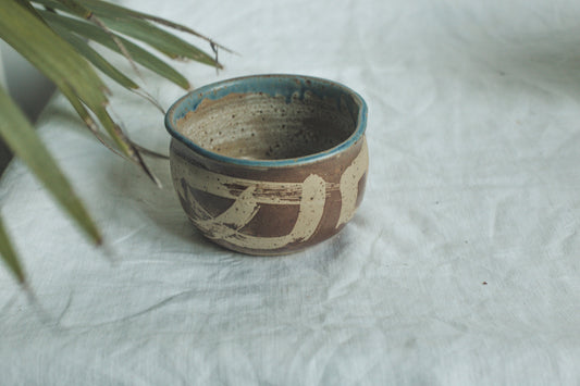Vintage Ceramic Matcha Bowl With Abstract Glazing — detail