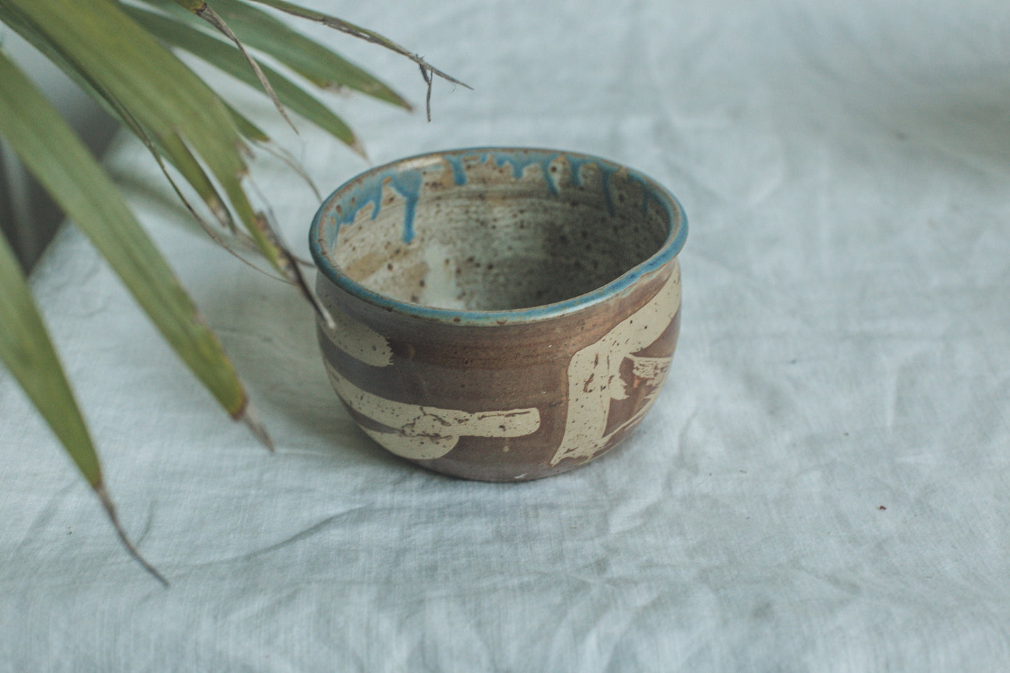 Handmade Vintage Ceramic Matcha Bowl - Rustic Soup, Cereal & Café au Lait Bowl with Abstract Glazing, Unique Small Home Decor 3.3"x5.5