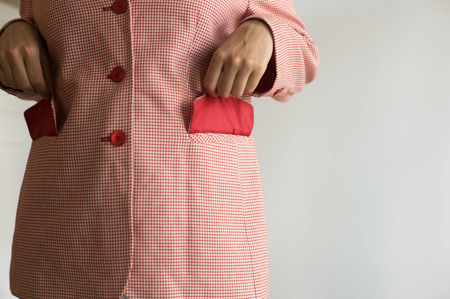 Vintage Red Gingham Oversized Blazer — additional view 8