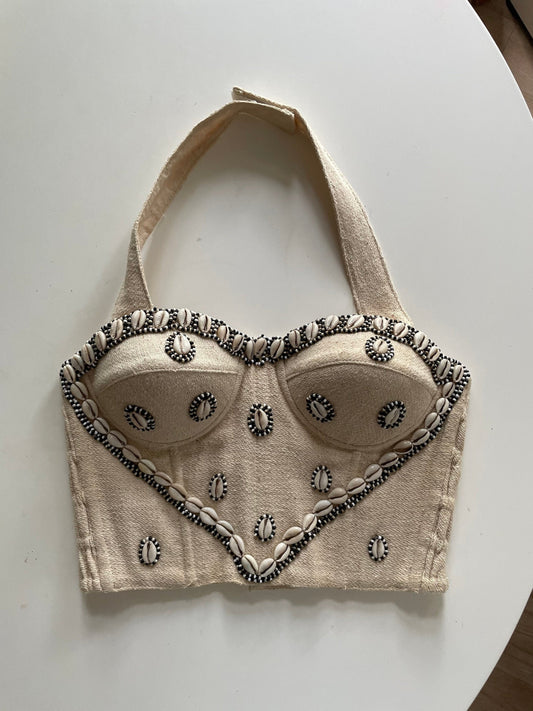 Shell-Decorated Heart Shaped Bustier — detail