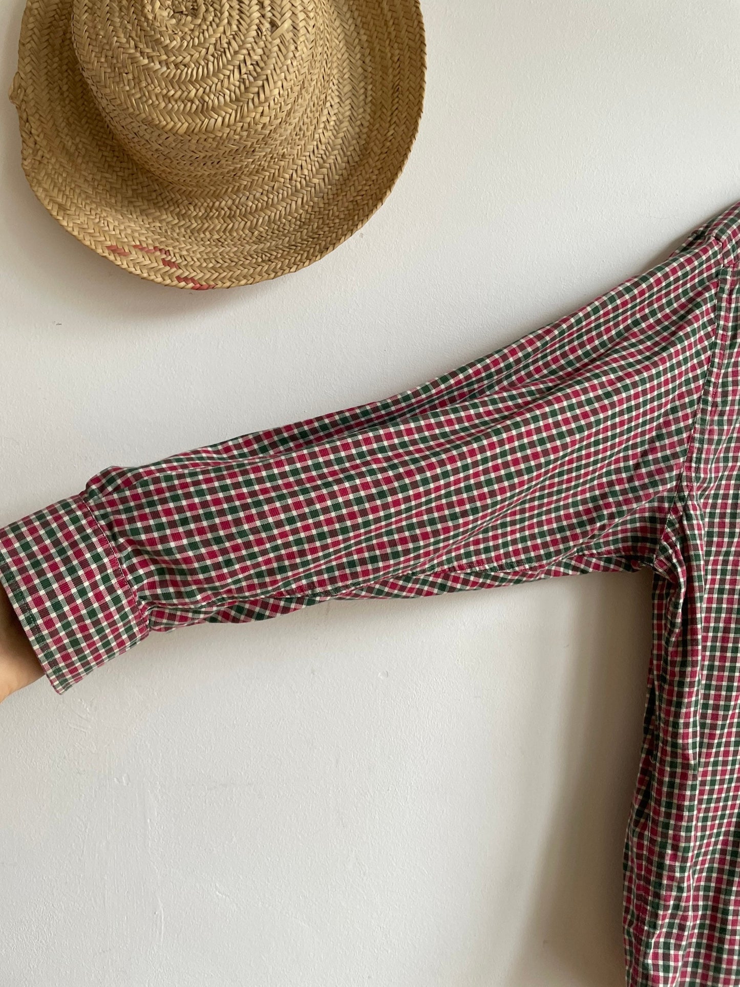 Yves Saint Laurent vintage men's blouse, Gingham designer shirt, Christmas clothing for men, L