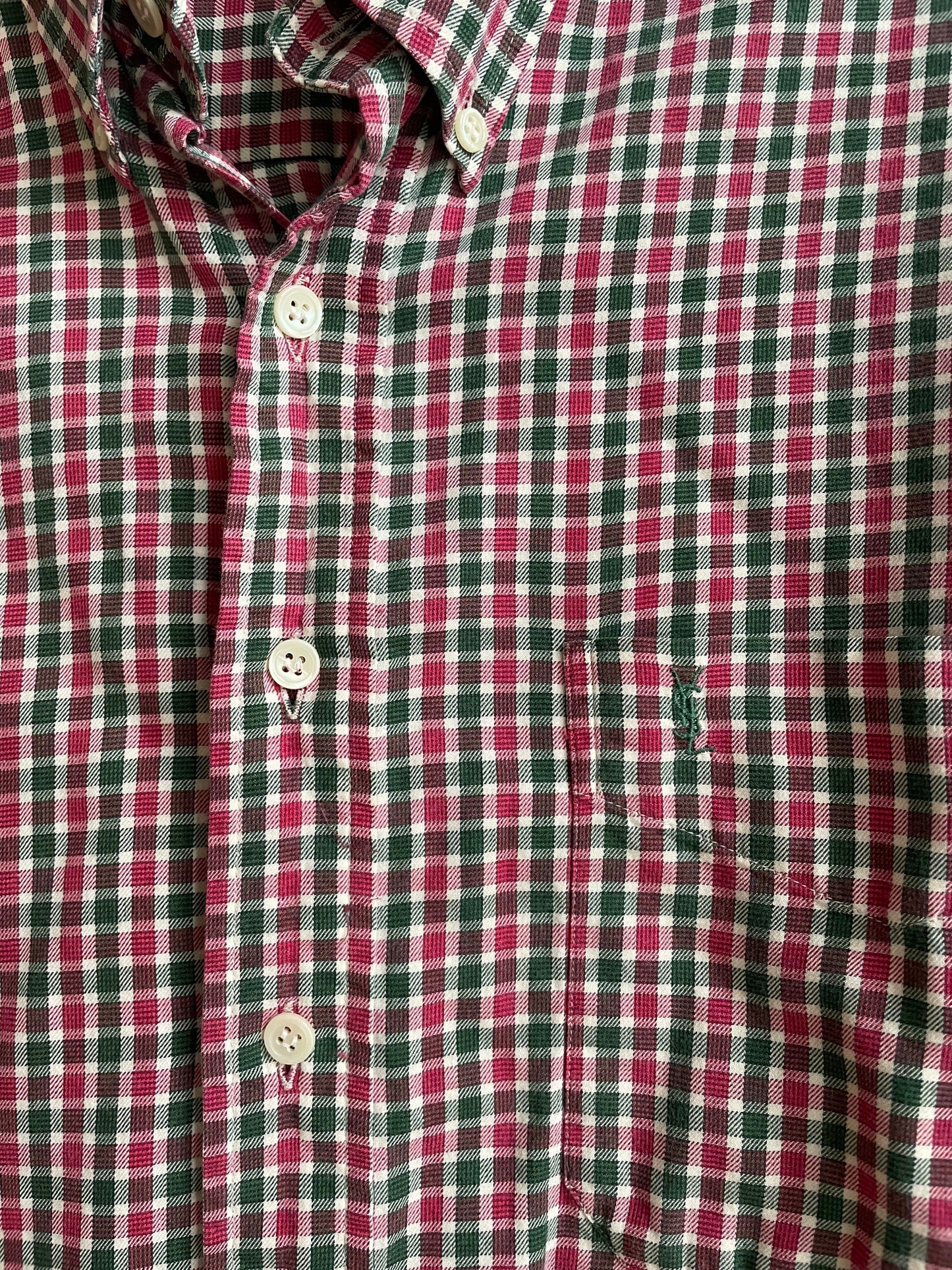 Yves Saint Laurent vintage men's blouse, Gingham designer shirt, Christmas clothing for men, L