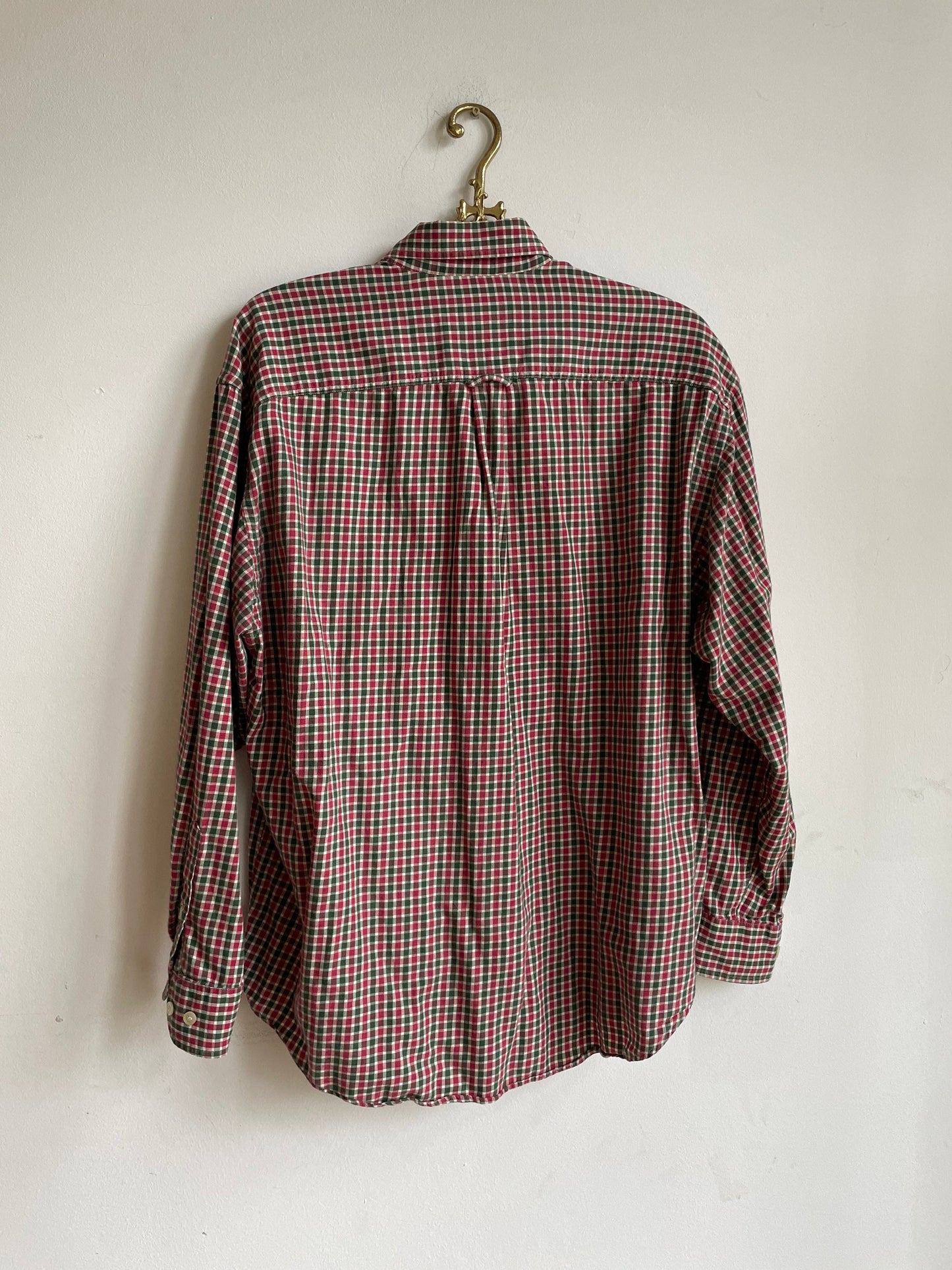 Yves Saint Laurent vintage men's blouse, Gingham designer shirt, Christmas clothing for men, L
