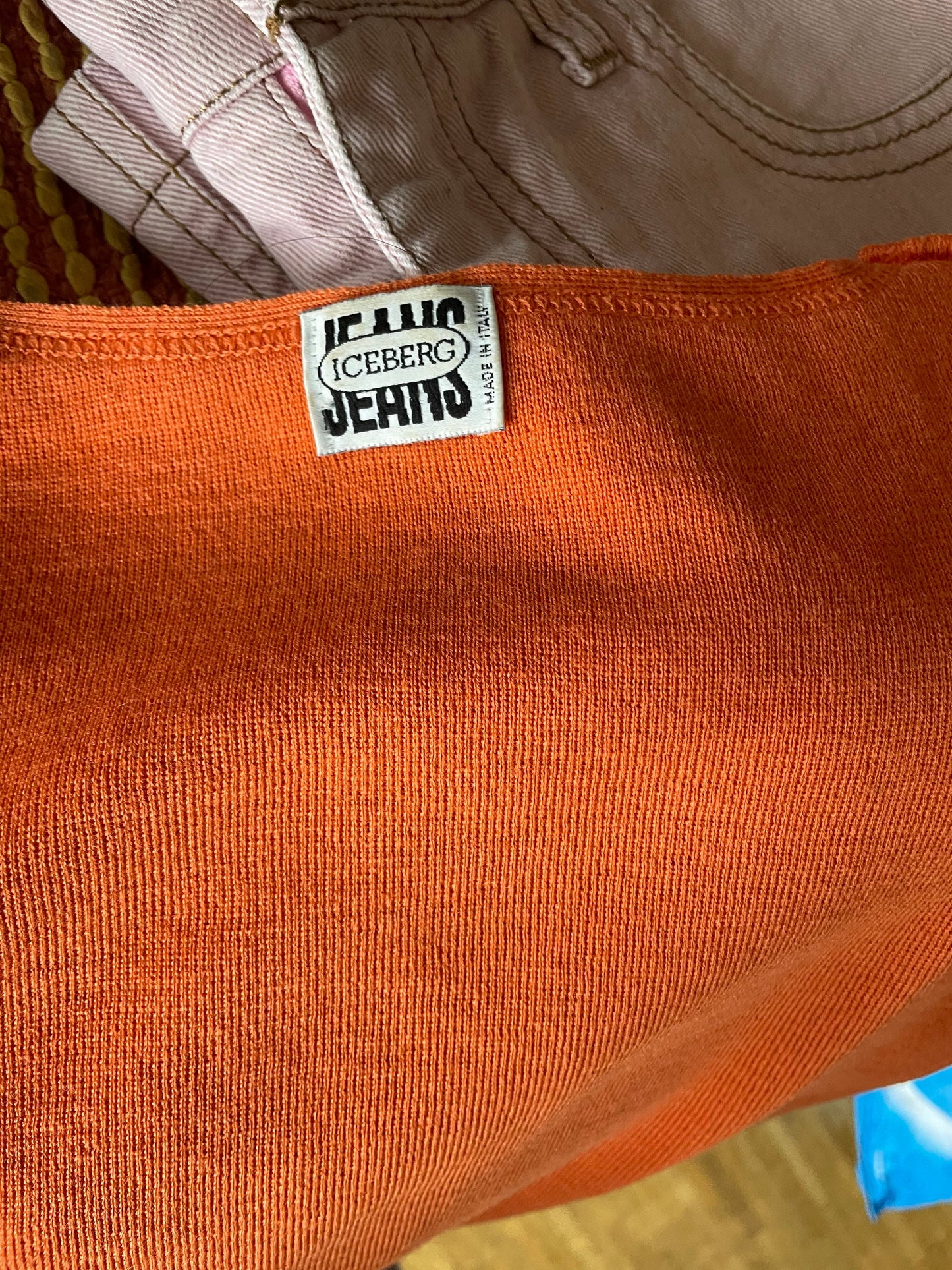 Vintage Iceberg orange tee, Wool t-shirt, Retro women's clothing, 90's top, Y2k aesthetic, S