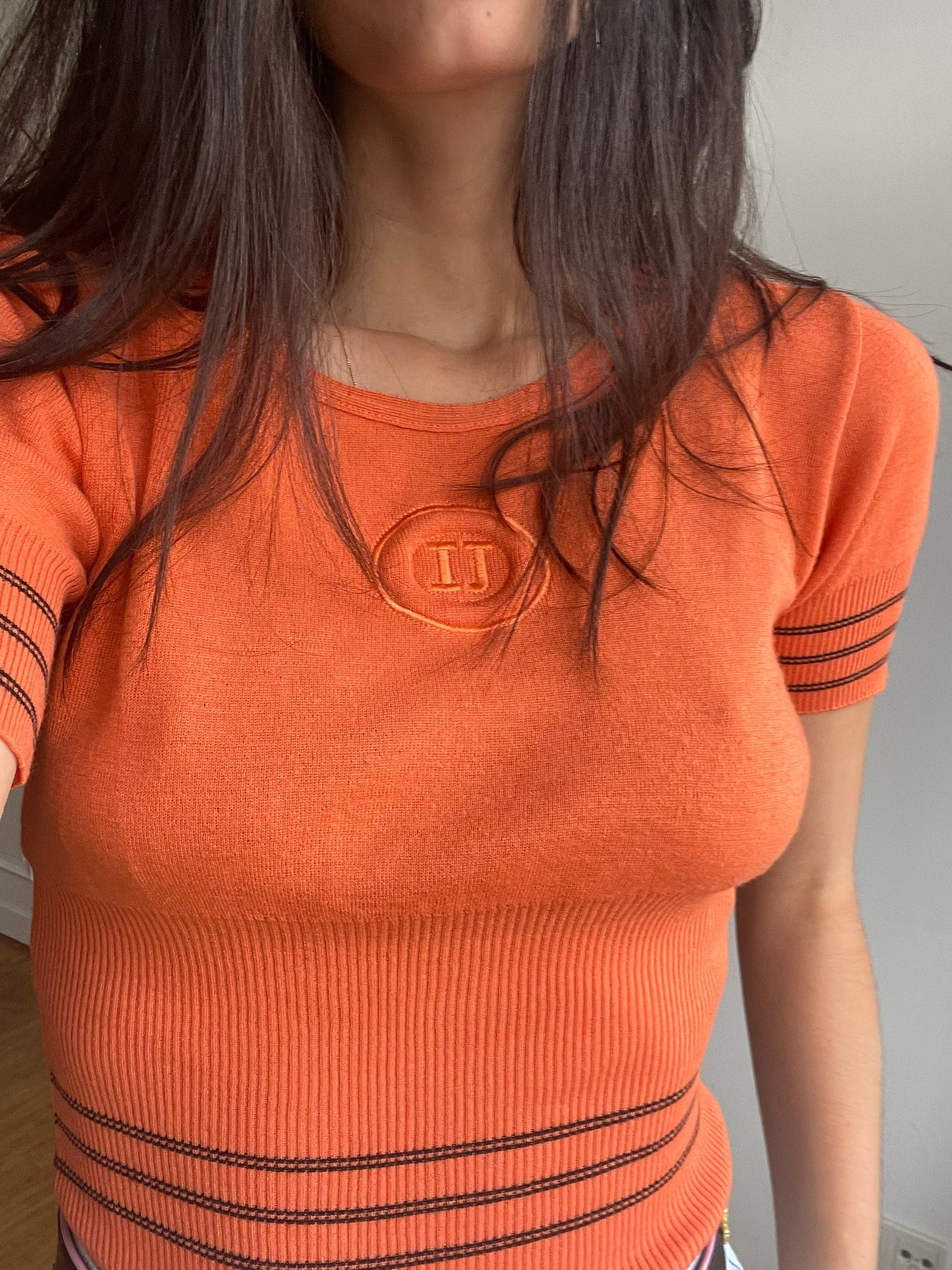 Vintage Iceberg orange tee, Wool t-shirt, Retro women's clothing, 90's top, Y2k aesthetic, S