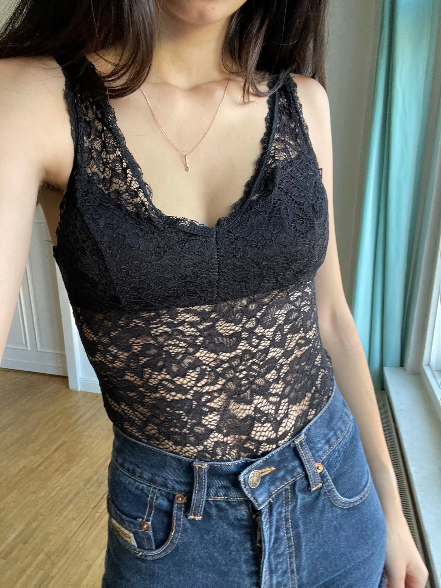 Sexy black lace body, Sheer bodysuit, See through lingerie, Feminine summer top, cute camisole, Party outfit