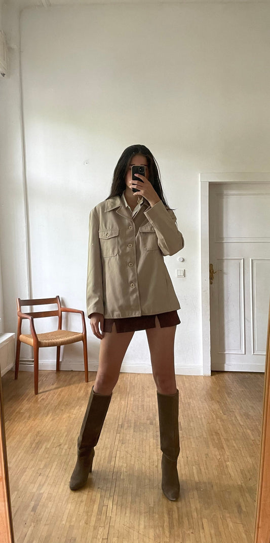 Vintage Mens Beige Jacket, Modern Cut, Lightweight Summer Blazer, Casual, Dark Academia Style, Oversized Fit, Trendy Wardrobe Essential