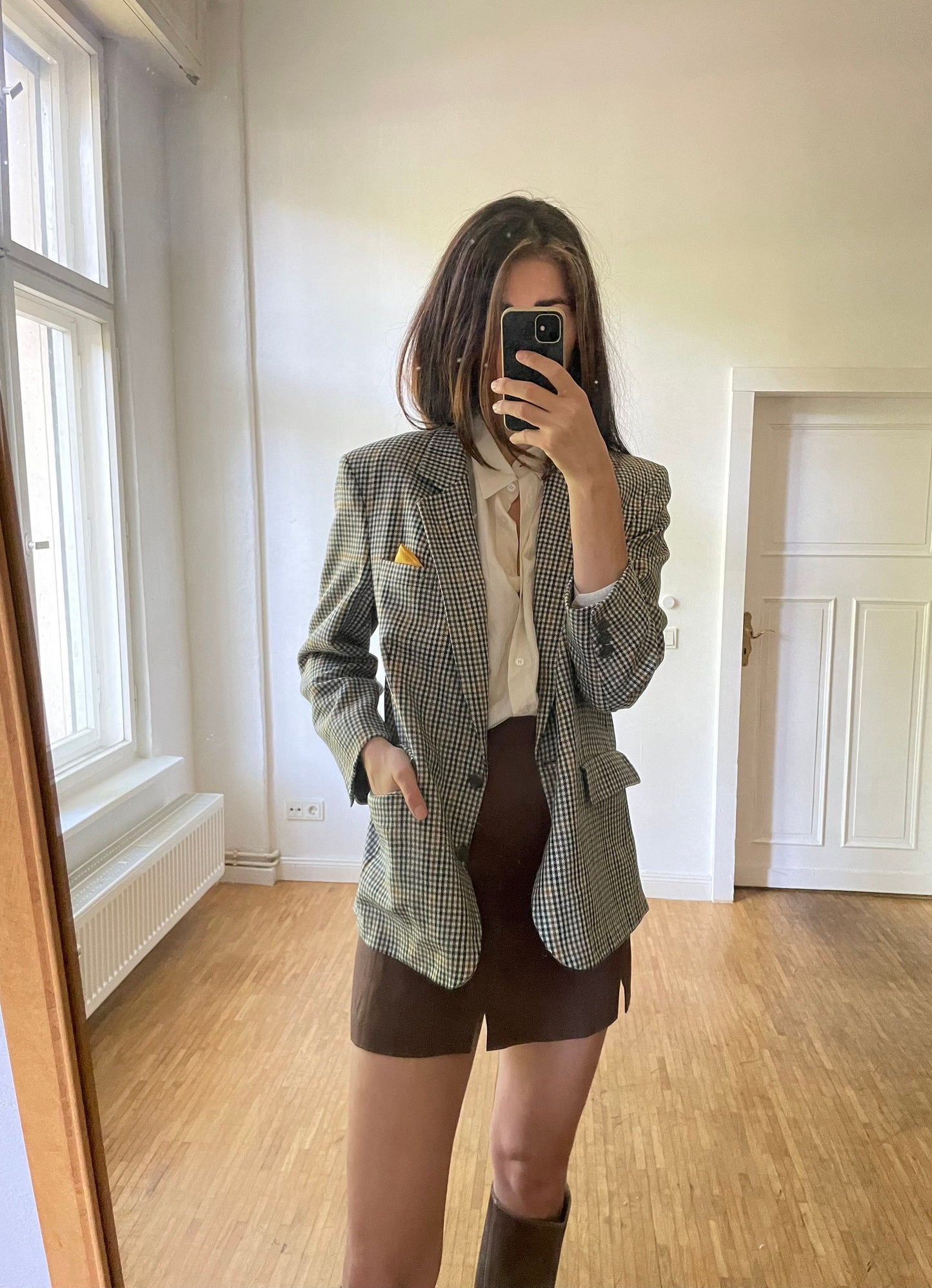 Burberrys' Vintage Wool Blazer | Houndstooth Check Mens Jacket with Pocket Square | Academia Style | Harry Styles Inspired Look
