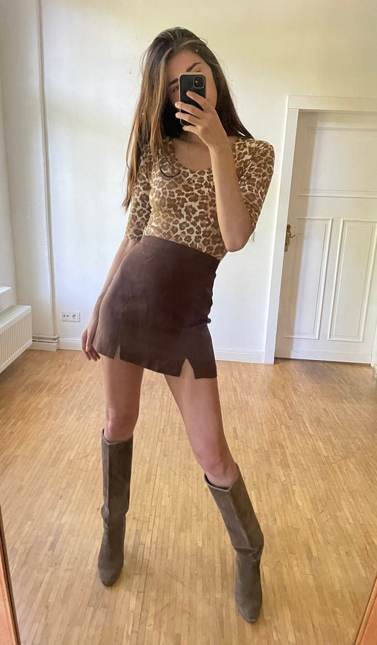 Vintage Leopard Print Bodysuit 90s Stretch Clubwear