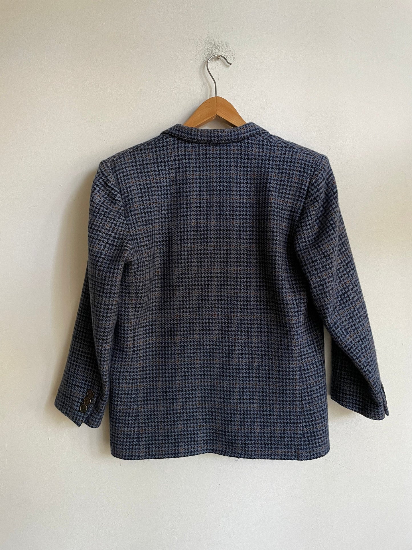 Vintage Wool Blazer Jacket – Blue Brown Plaid – Academia Aesthetic