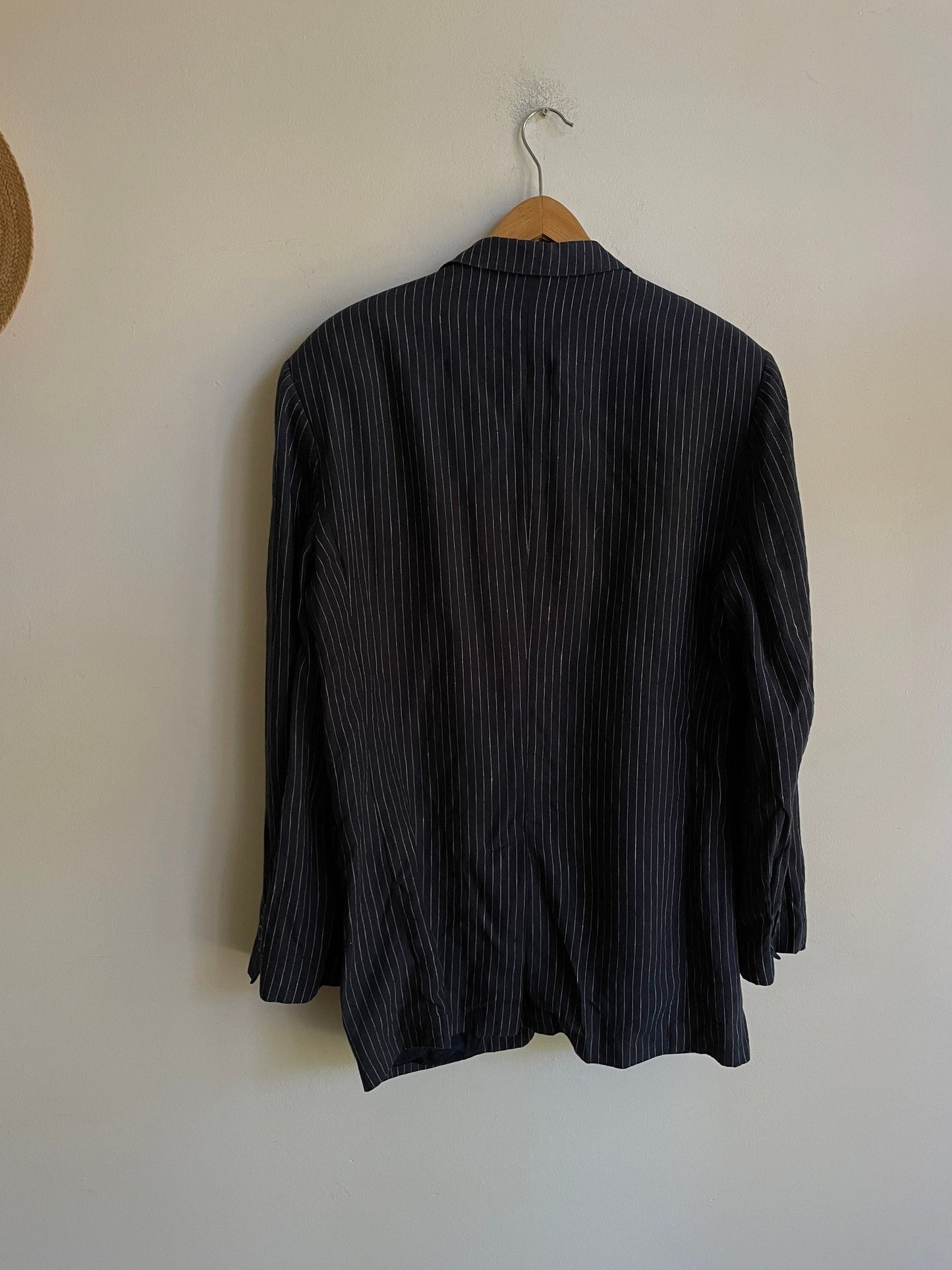 Navy blue pin stripe blazer jacket, Vintage smart jacket, Dark Academia blazer, Girlboss clothing, Emily in Paris blazer, Oversized coat