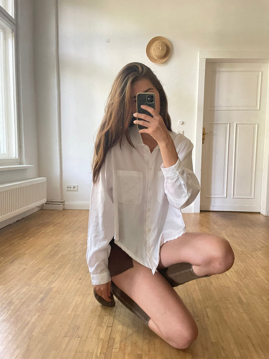 Vintage white asymmetric blouse, White cottage-core knot tie shirt, Romantic summer top, Oversized woman blouse, XXL