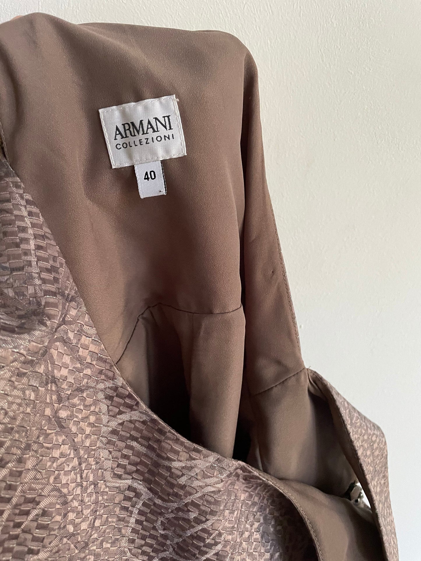 Bronze Armani collezioni formal midi dress, Tight pencil dress, Official cocktail dress, Midi bodycon, Vintage designer summer dress, S - M