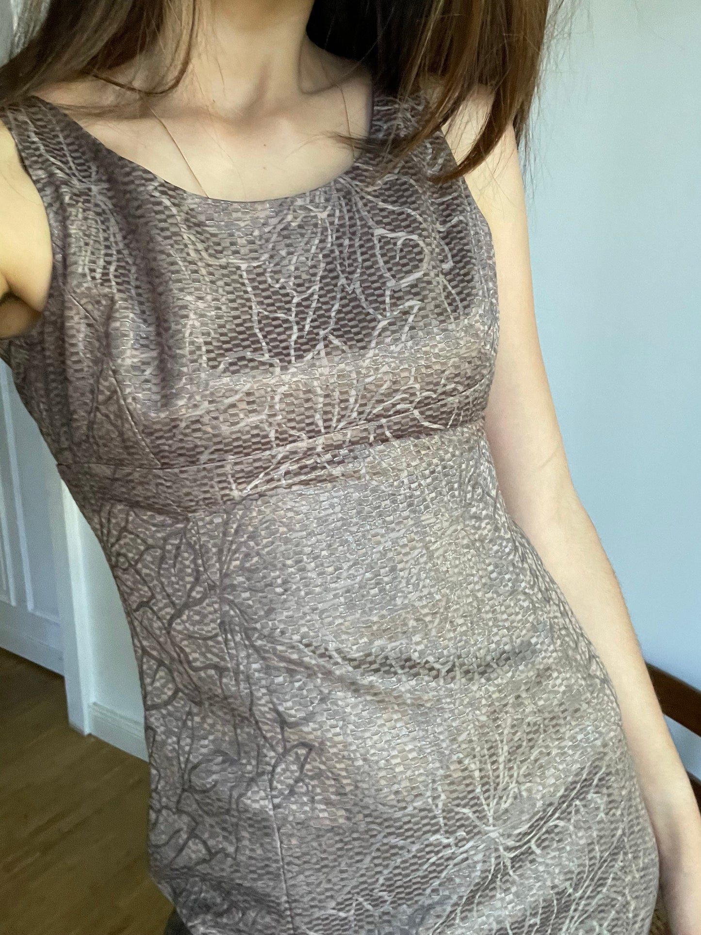Bronze Armani collezioni formal midi dress, Tight pencil dress, Official cocktail dress, Midi bodycon, Vintage designer summer dress, S - M