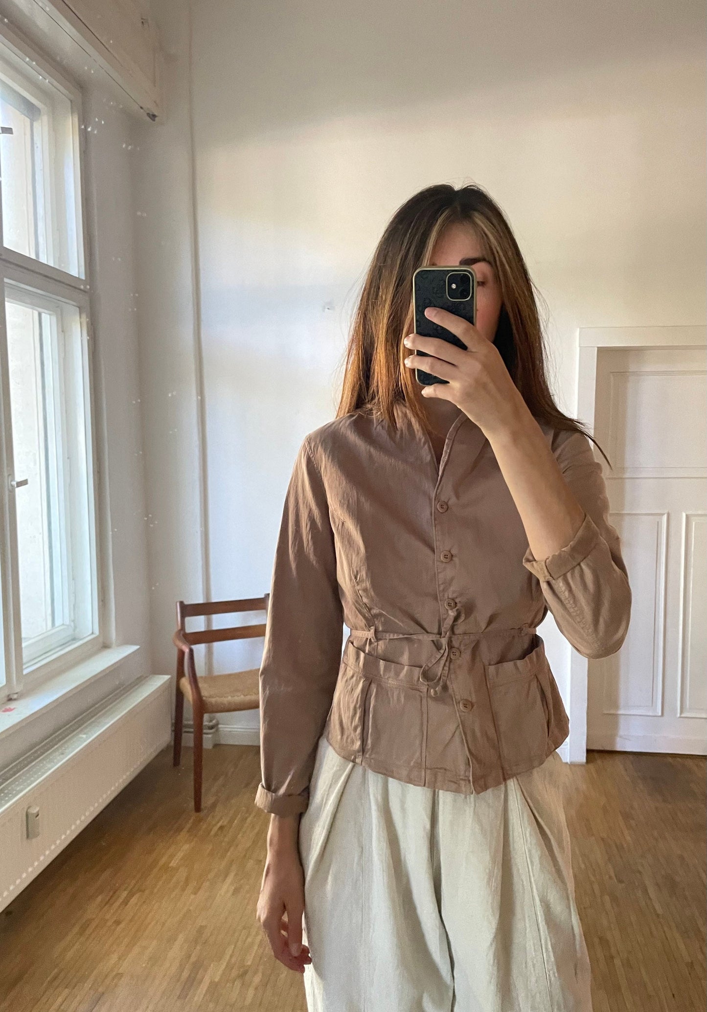 Vintage Women’s Jacket by Transit – Lightweight Cotton Blend, Casual & Formal Wear, Loose Fit or Waist Tie, Feminine Stylish Outerwear