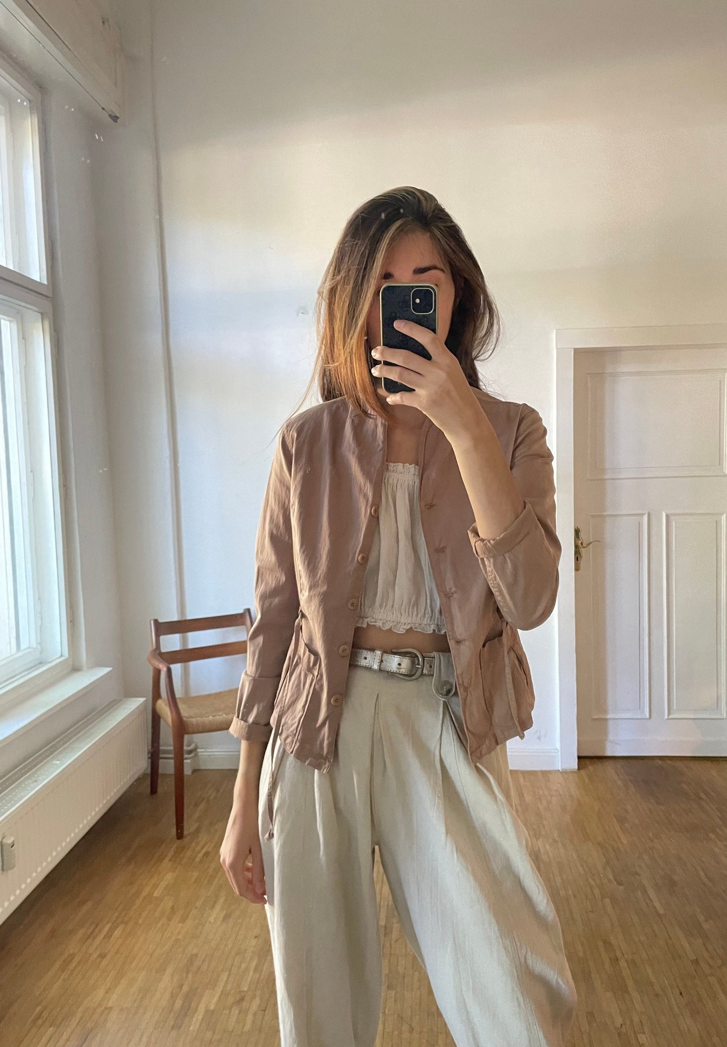 Vintage Women’s Jacket by Transit – Lightweight Cotton Blend, Casual & Formal Wear, Loose Fit or Waist Tie, Feminine Stylish Outerwear