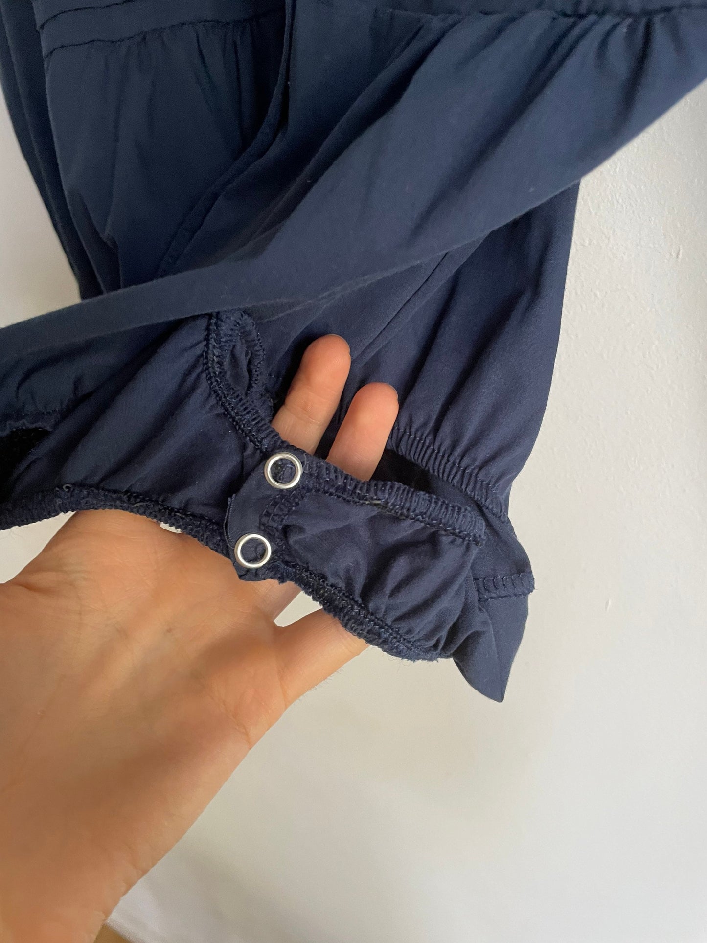 Elegant ruffled bodysuit with long sleeves, Dark blue classic body, Dark academia elegant long sleeve shirt,