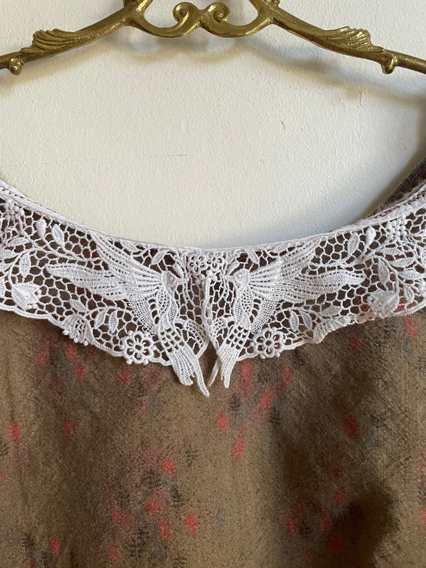 Cottage core romantic lace and wool crop top, Sweet handmade summer blouse, Feminine Woman farm core blouse, XXS - XS