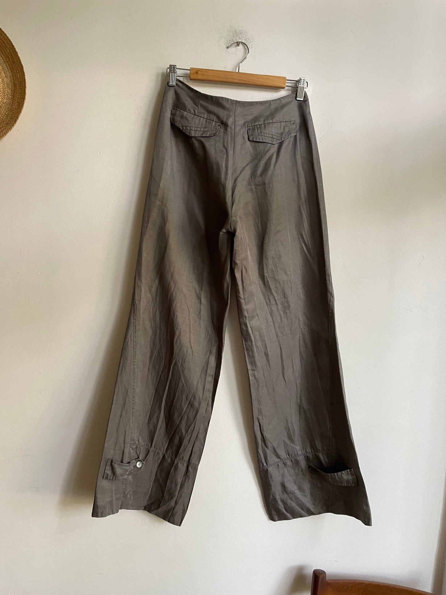 Claudia Sträter Grey Linen Blend Wide-Leg Trousers