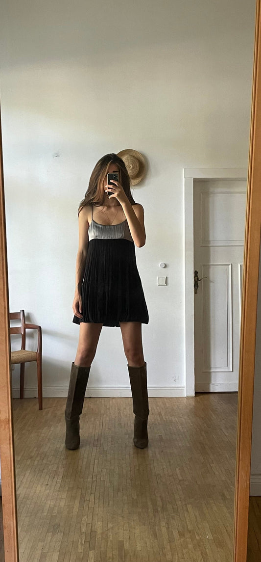 Sweet black and silver formal bubble dress, Short y2k dress, NYE party dress, Minimalist black dress, LBD, Little black dress, short dress