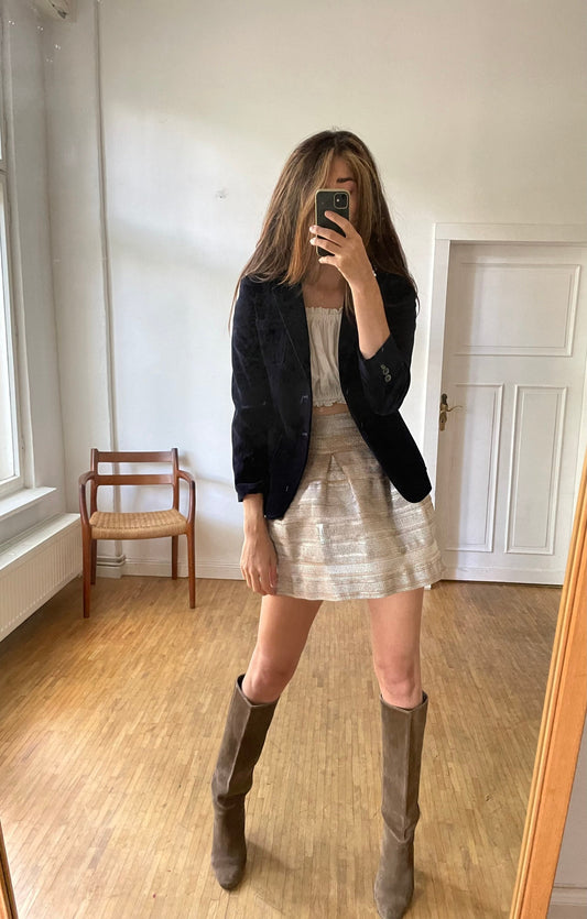 Dark blue velvet women blazer, Vintage Navy formal jacket, Classic wedding suit, Smart jacket, Dark academia blazer, Smart woman outfit, S