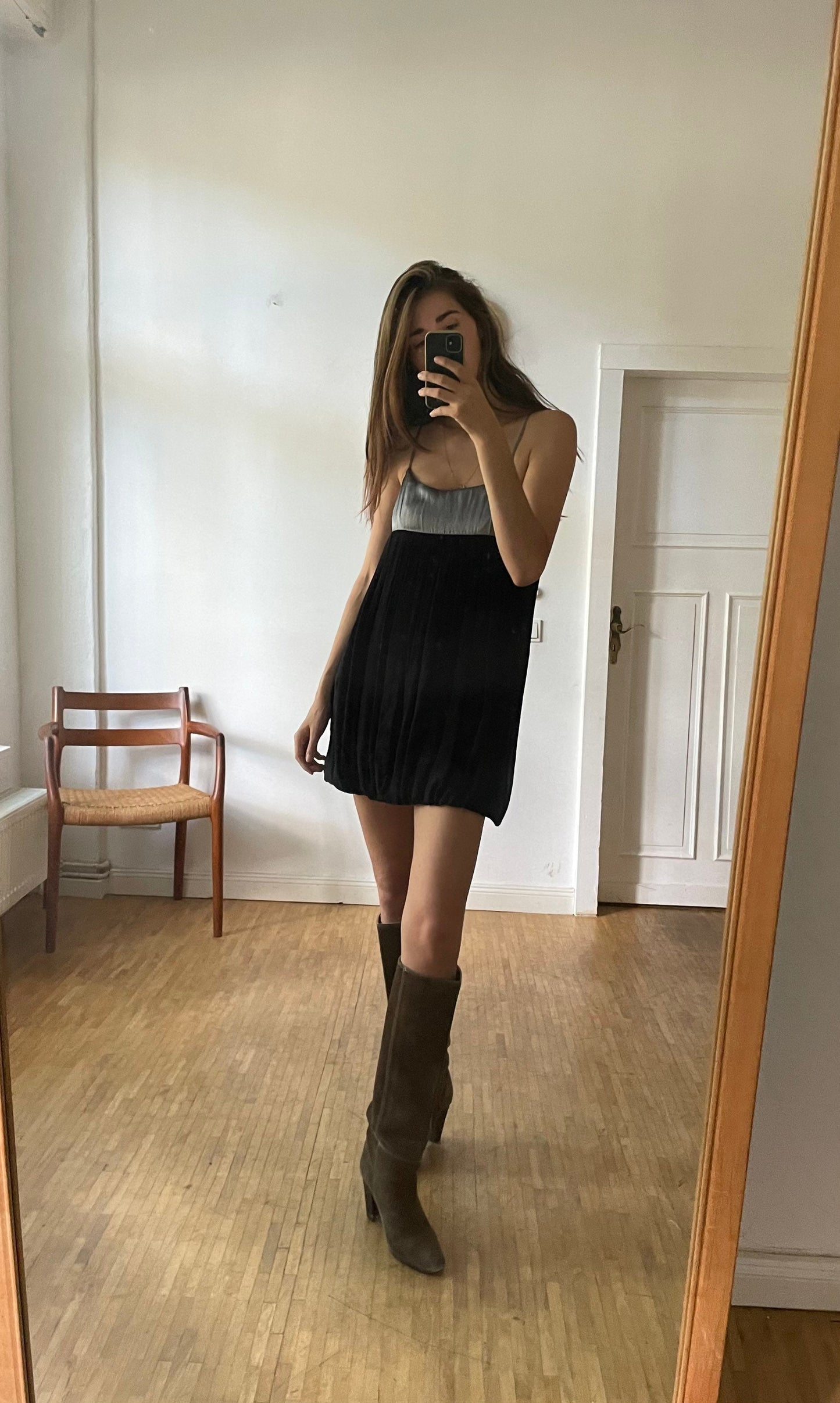 Sweet black and silver formal bubble dress, Short y2k dress, NYE party dress, Minimalist black dress, LBD, Little black dress, short dress
