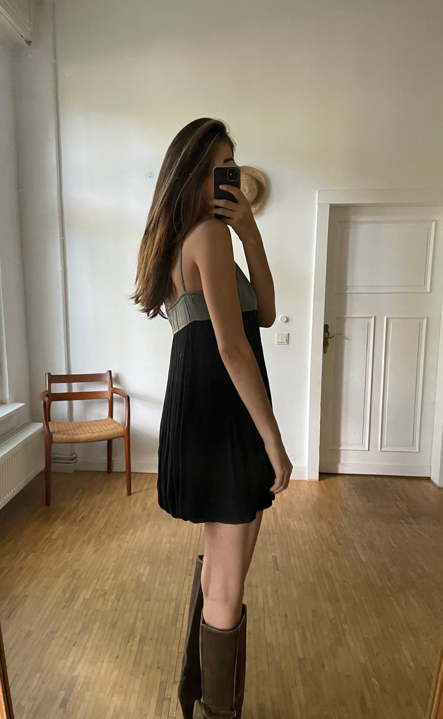 Sweet black and silver formal bubble dress, Short y2k dress, NYE party dress, Minimalist black dress, LBD, Little black dress, short dress