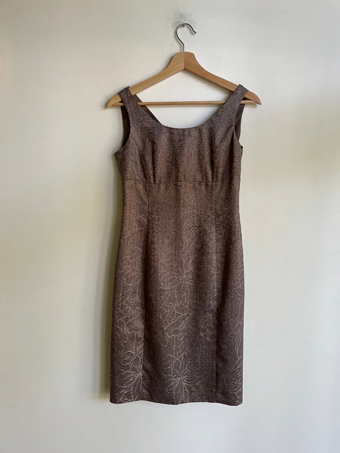 Bronze Armani collezioni formal midi dress, Tight pencil dress, Official cocktail dress, Midi bodycon, Vintage designer summer dress, S - M