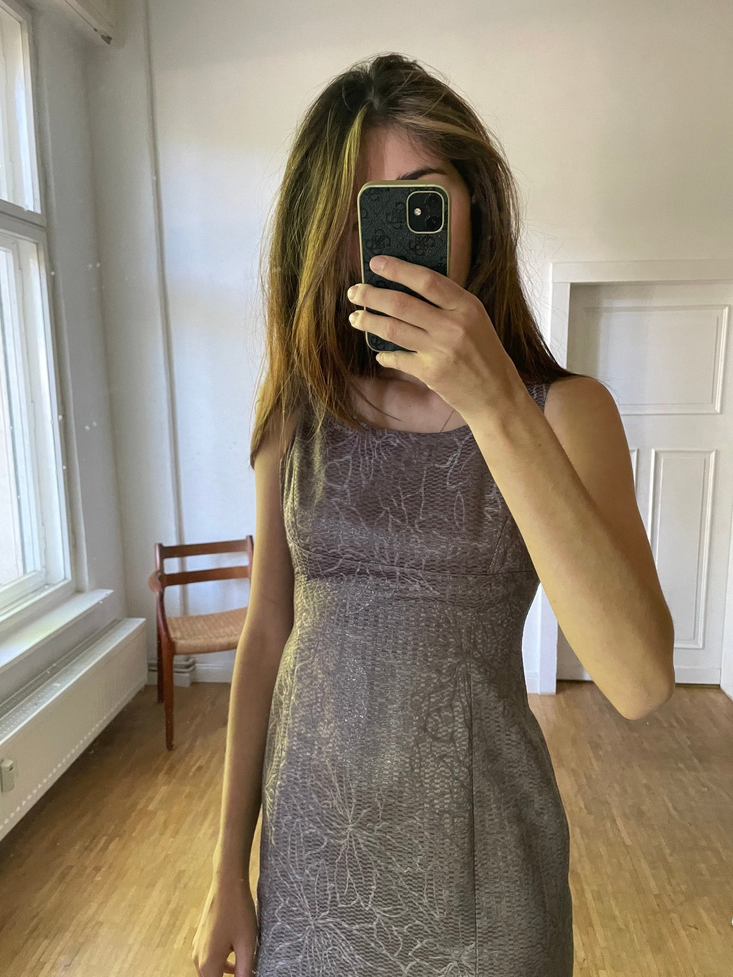 Bronze Armani collezioni formal midi dress, Tight pencil dress, Official cocktail dress, Midi bodycon, Vintage designer summer dress, S - M