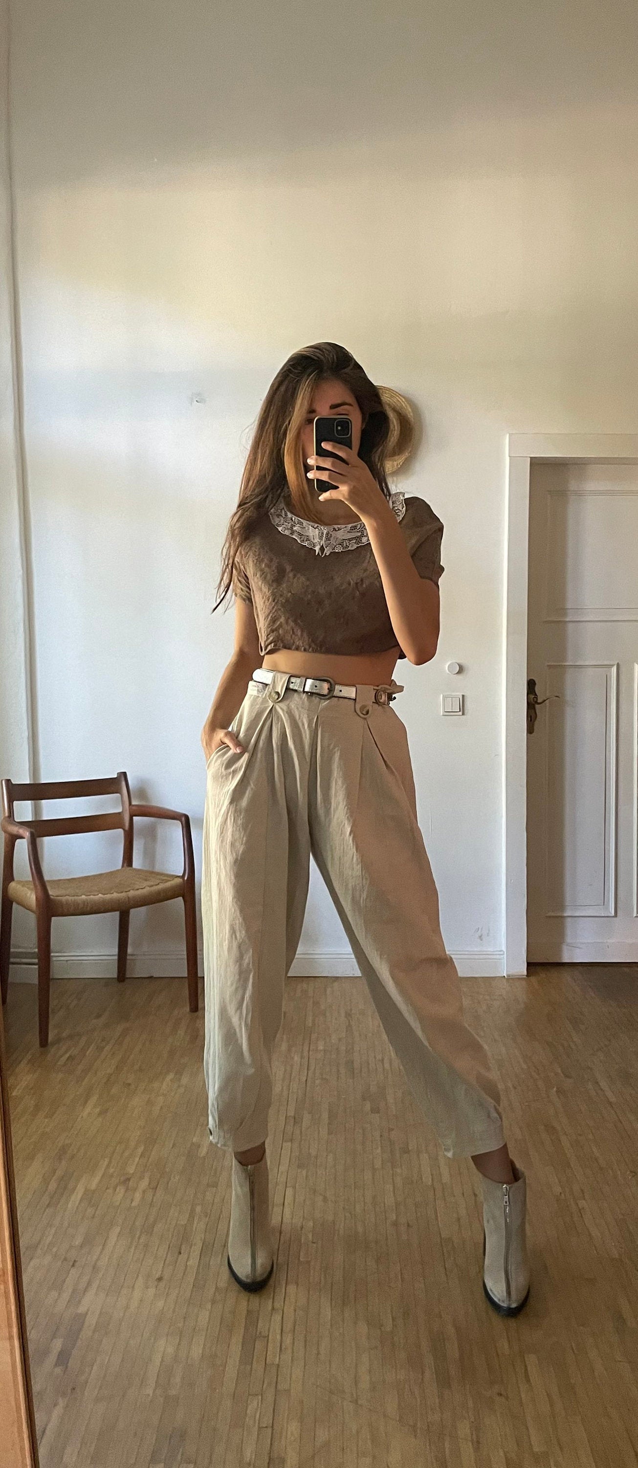 Cottage core romantic lace and wool crop top, Sweet handmade summer blouse, Feminine Woman farm core blouse, XXS - XS