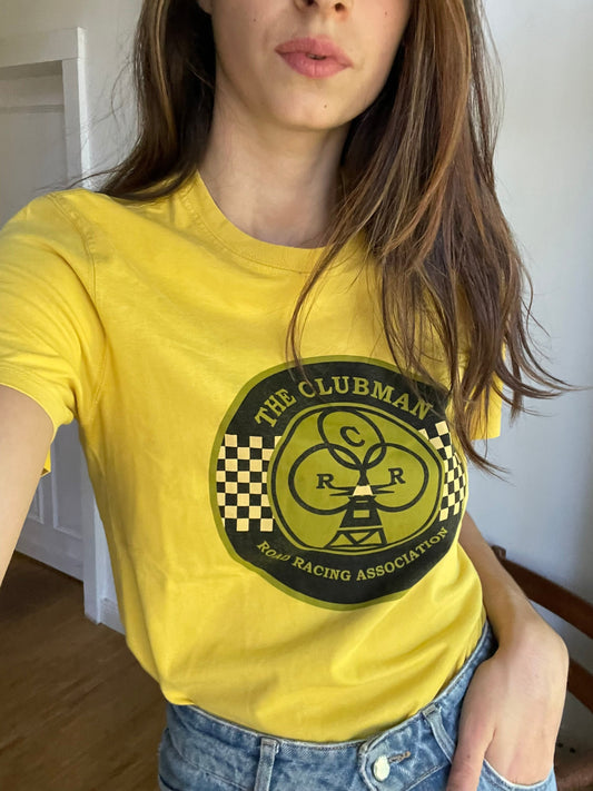 Barbour vintage yellow racing T shirt, 90s logo T shirt, Casual street style, Retro T shirt, S