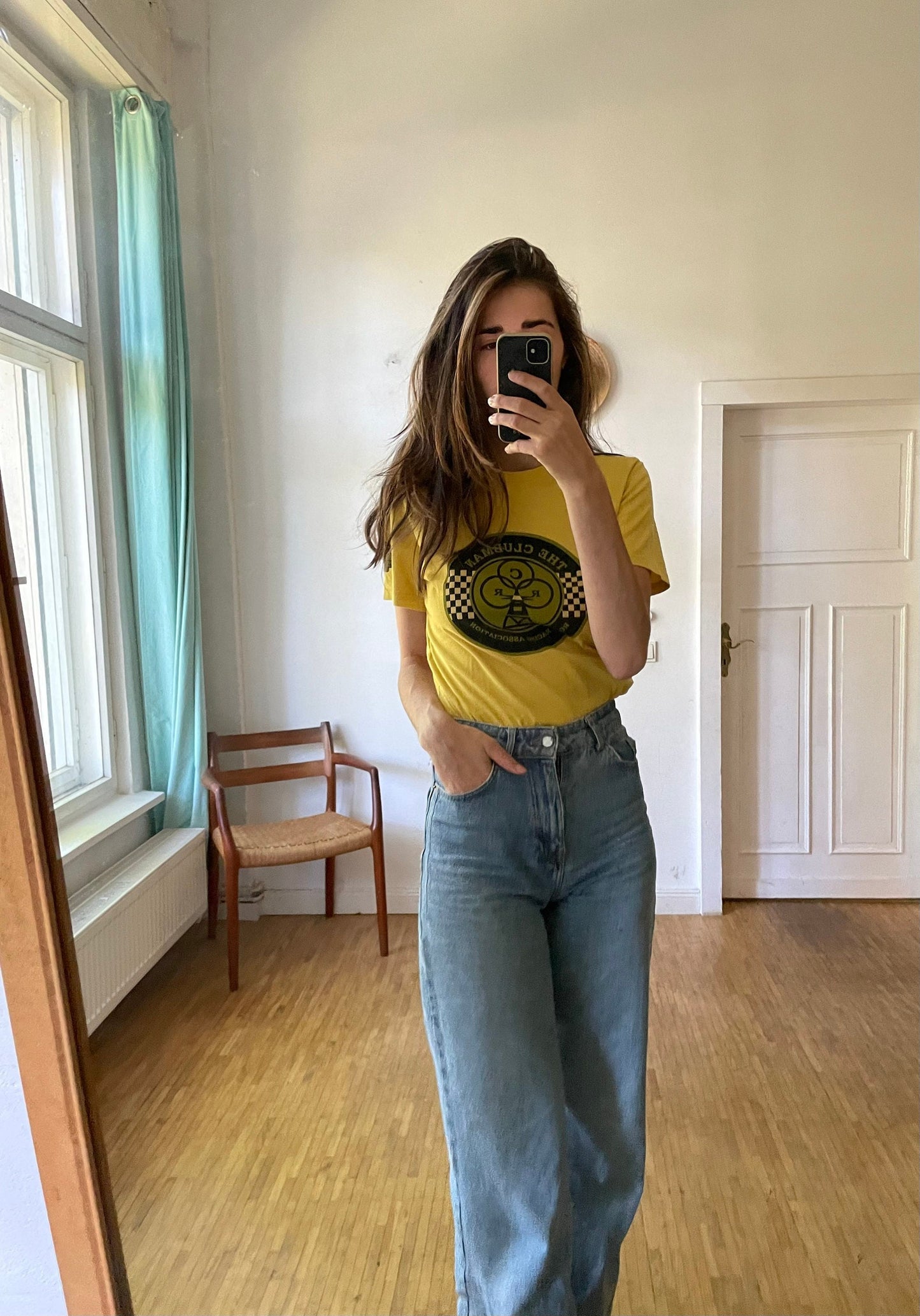 Barbour vintage yellow racing T shirt, 90s logo T shirt, Casual street style, Retro T shirt, S