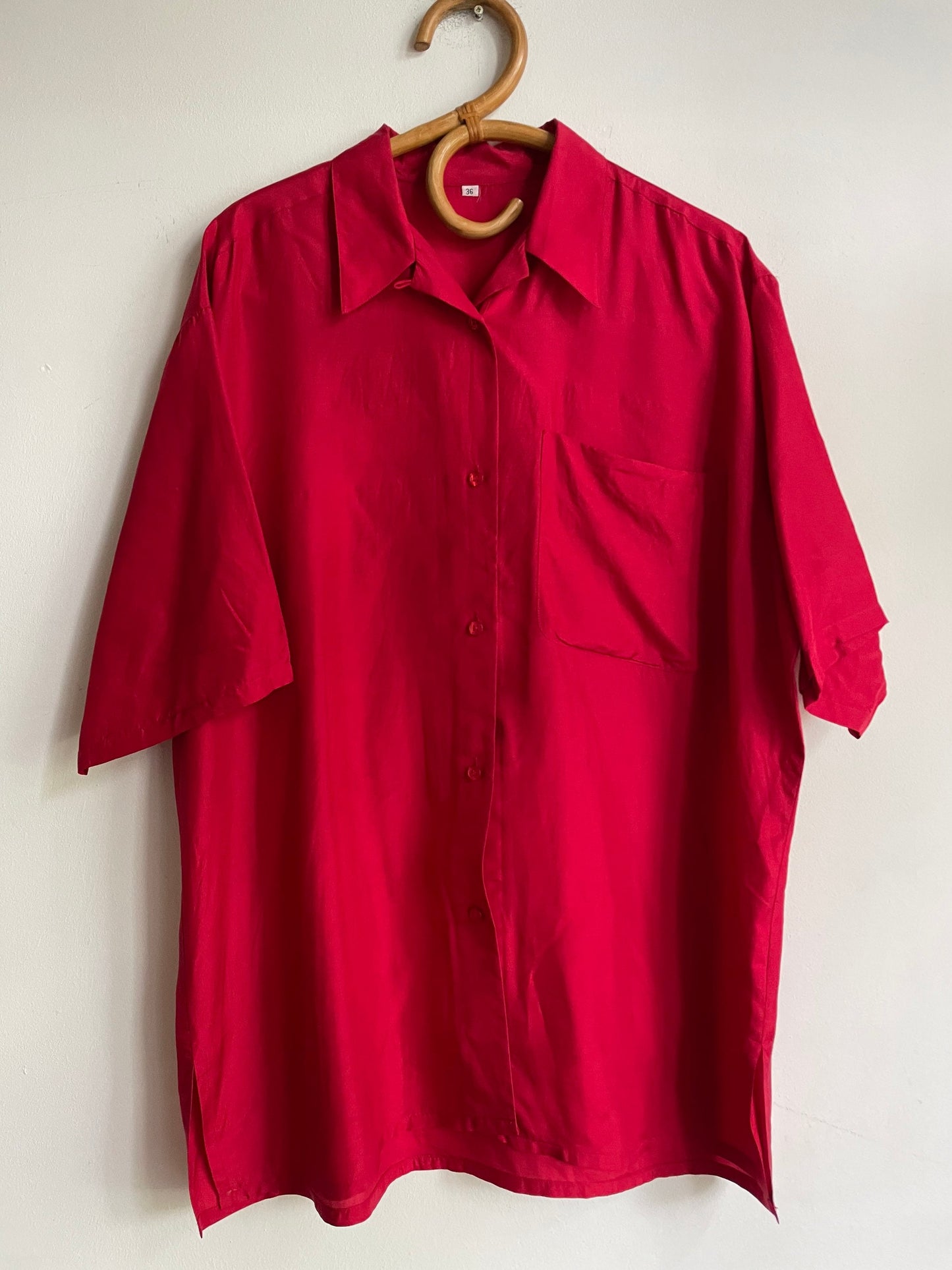 Vibrant Red Silk Oversized Blouse — additional view 11