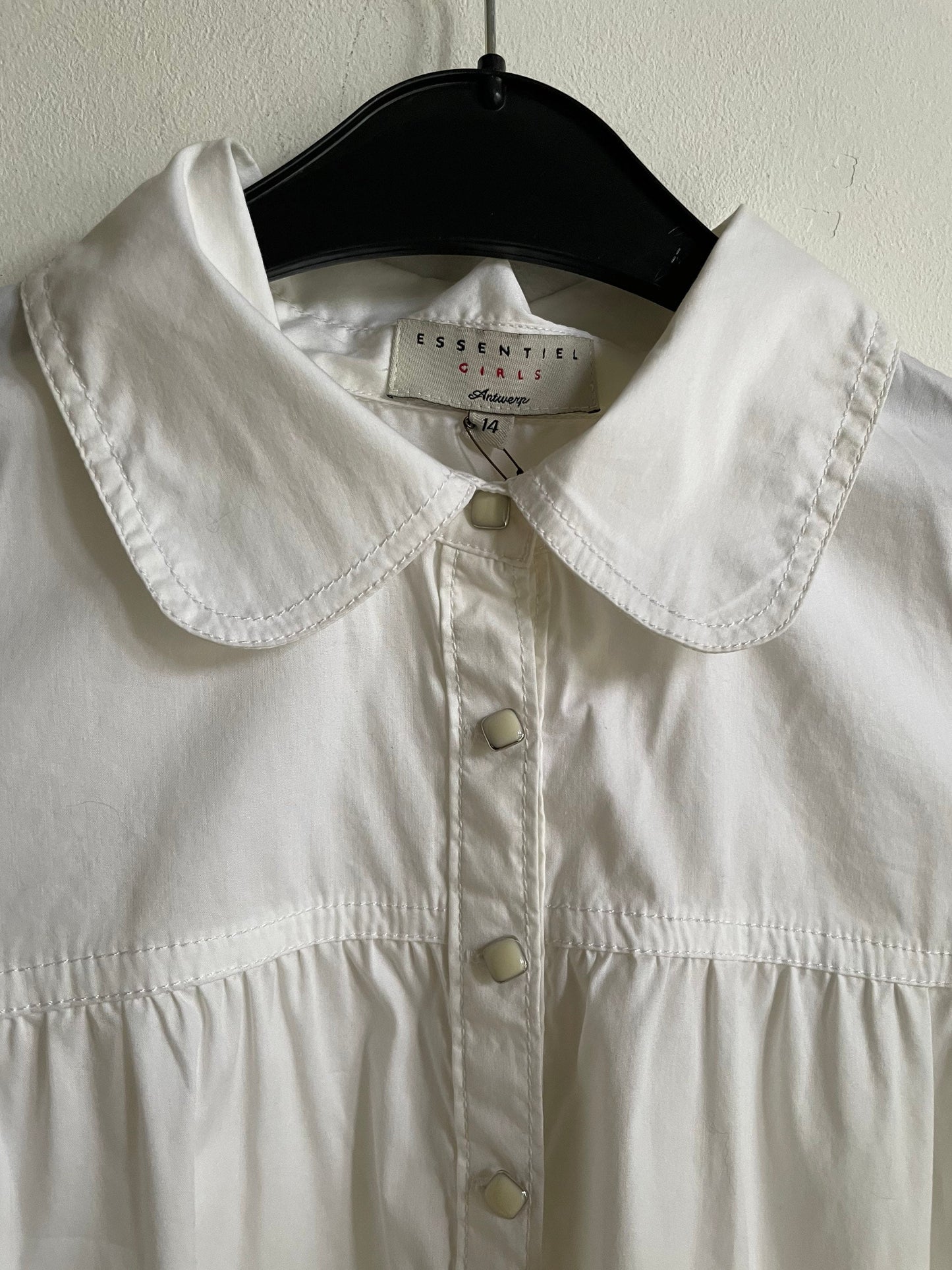 Vintage Essentiel Antwerp girls blouse, Elegant vintage white Ruffle blouse, Formal girls wear, Branded,