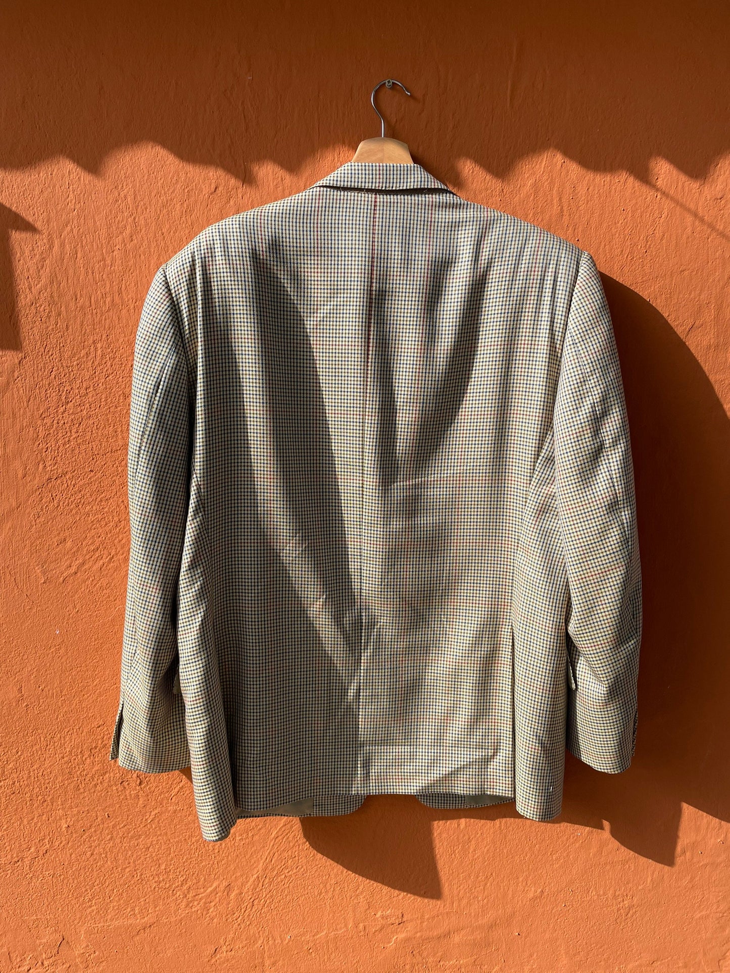 LOEWE plaid blazer jacket, Beige double breasted blazer in wool, Vintage Light academia blazer, Warm fall blazer, Designer Men's clothing