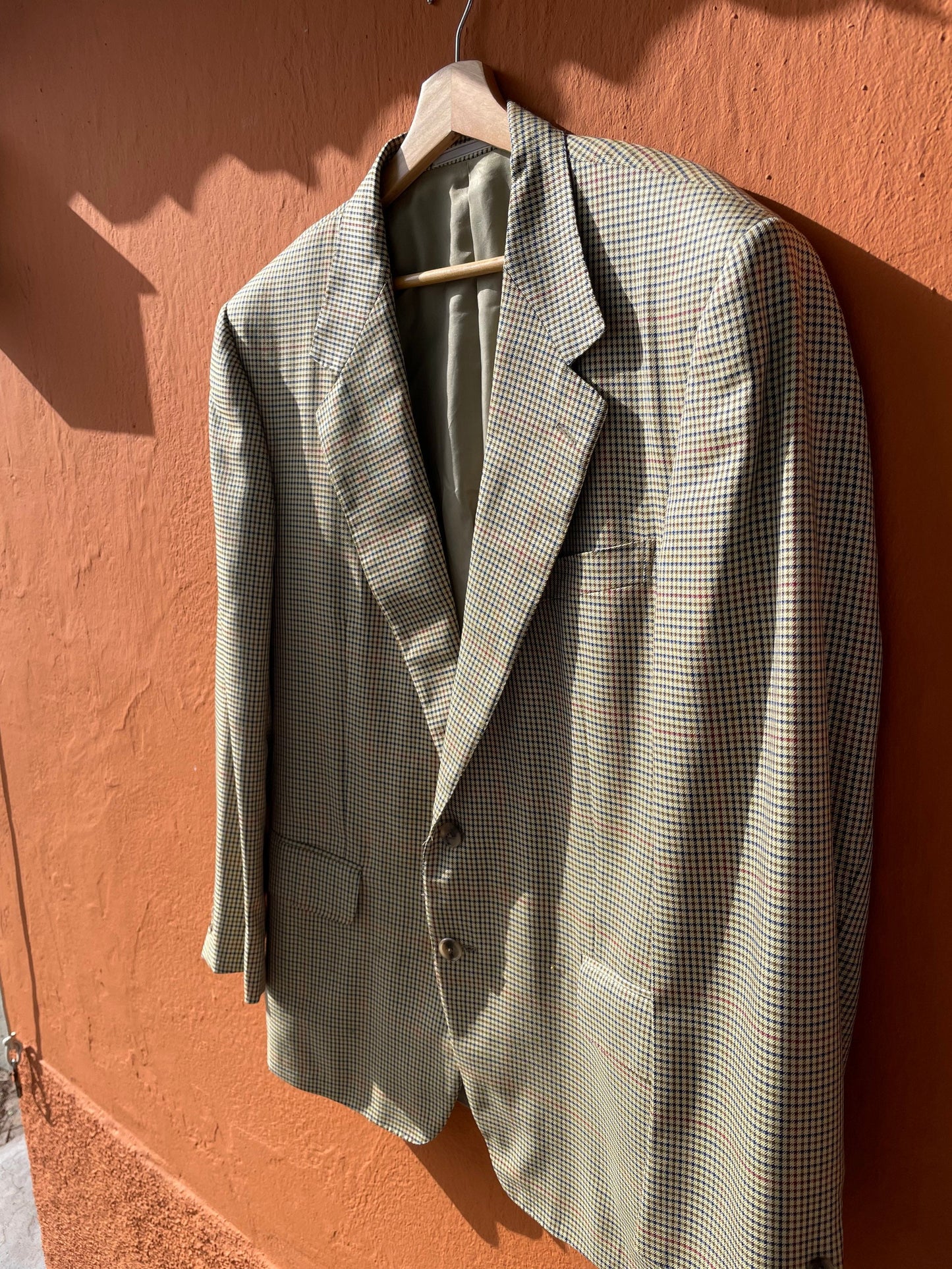 LOEWE plaid blazer jacket, Beige double breasted blazer in wool, Vintage Light academia blazer, Warm fall blazer, Designer Men's clothing