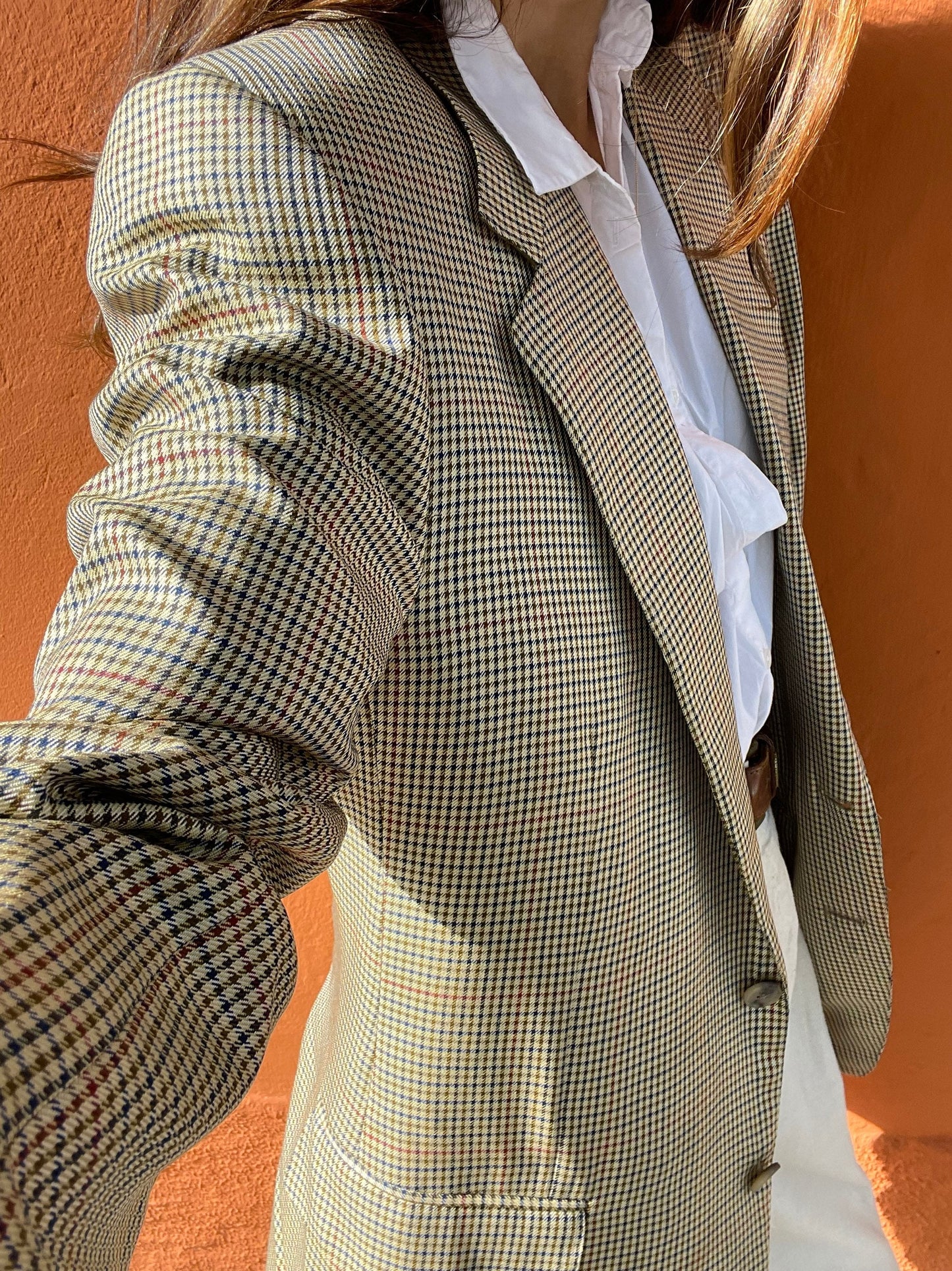 LOEWE plaid blazer jacket, Beige double breasted blazer in wool, Vintage Light academia blazer, Warm fall blazer, Designer Men's clothing