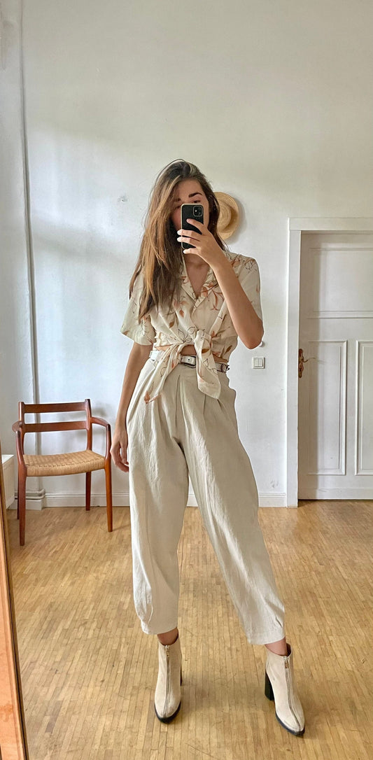 Blouse with floral pattern, Romantic short sleeve shirt,Vintage woman blouse