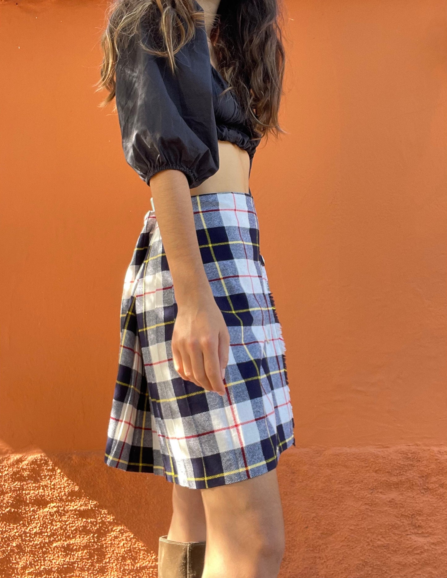Vintage winter skirt, Outlander aesthetic, Claire Fraser, wool winter wear, cottage core skirt, red plaid skirt, Scottish kilt