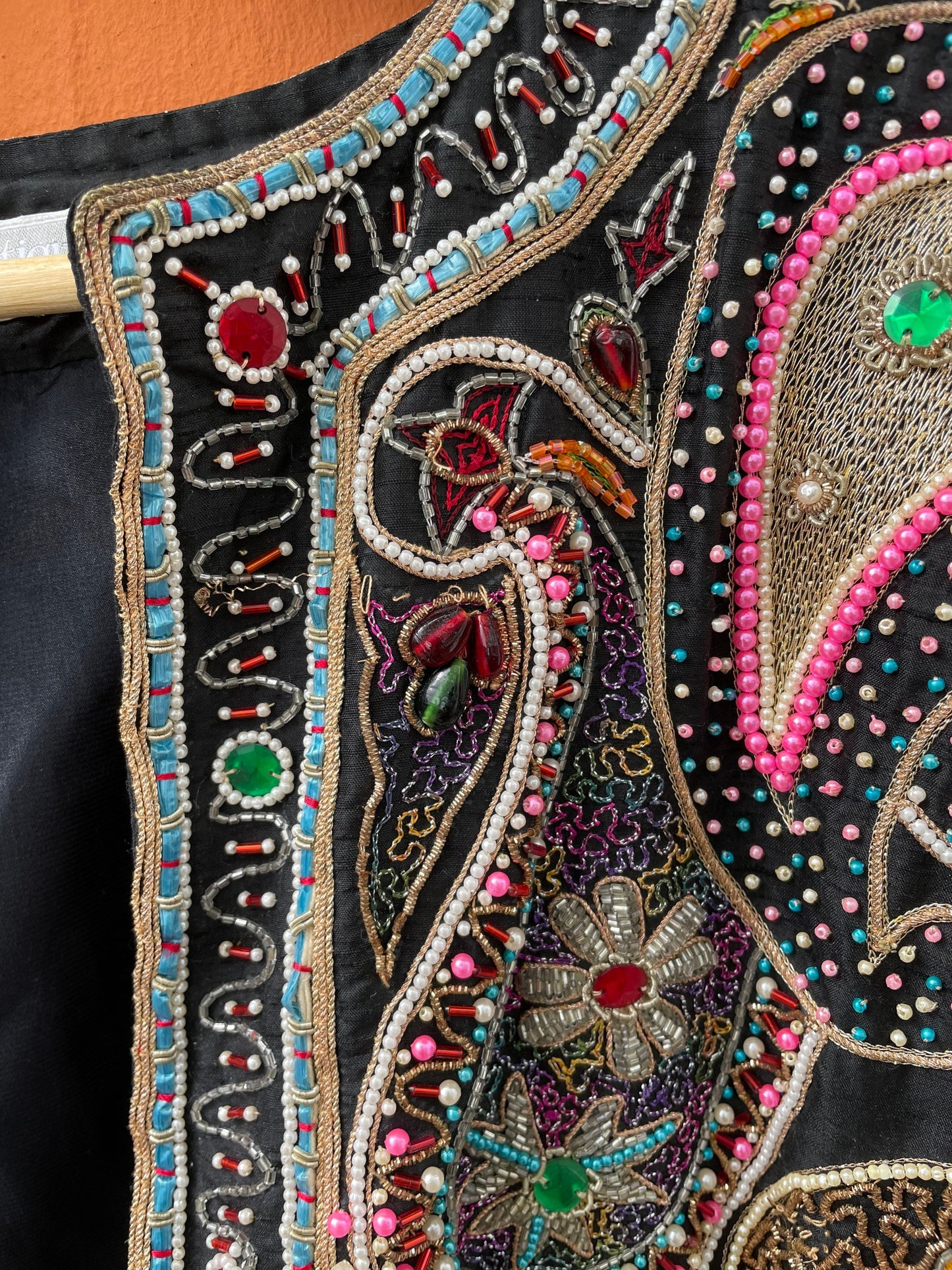 Silk beaded bohemian jacket, Sevilla embellished evening coat, One of a kind vintage piece, Sparkling eyecatcher outfit, Boho summer wear