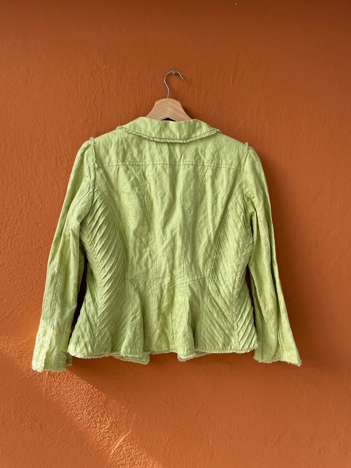Apple green Purificacion Garcia feminine summer jacket, Vintage designer clothing, Formal pastel blazer, Wedding guest jacket, Haute couture