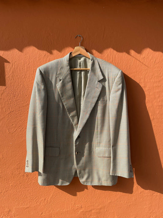 LOEWE plaid blazer jacket, Beige double breasted blazer in wool, Vintage Light academia blazer, Warm fall blazer, Designer Men's clothing