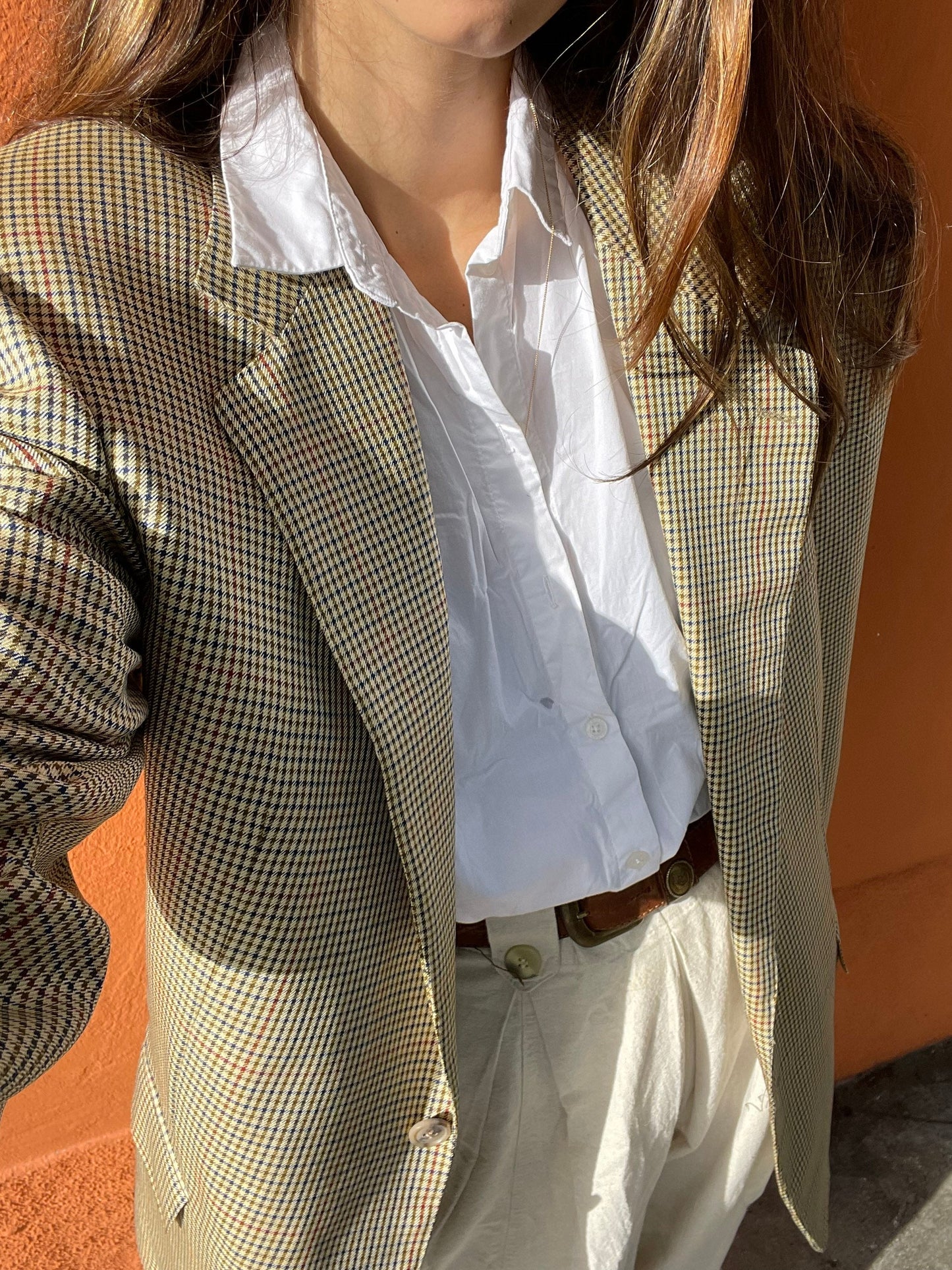 LOEWE plaid blazer jacket, Beige double breasted blazer in wool, Vintage Light academia blazer, Warm fall blazer, Designer Men's clothing