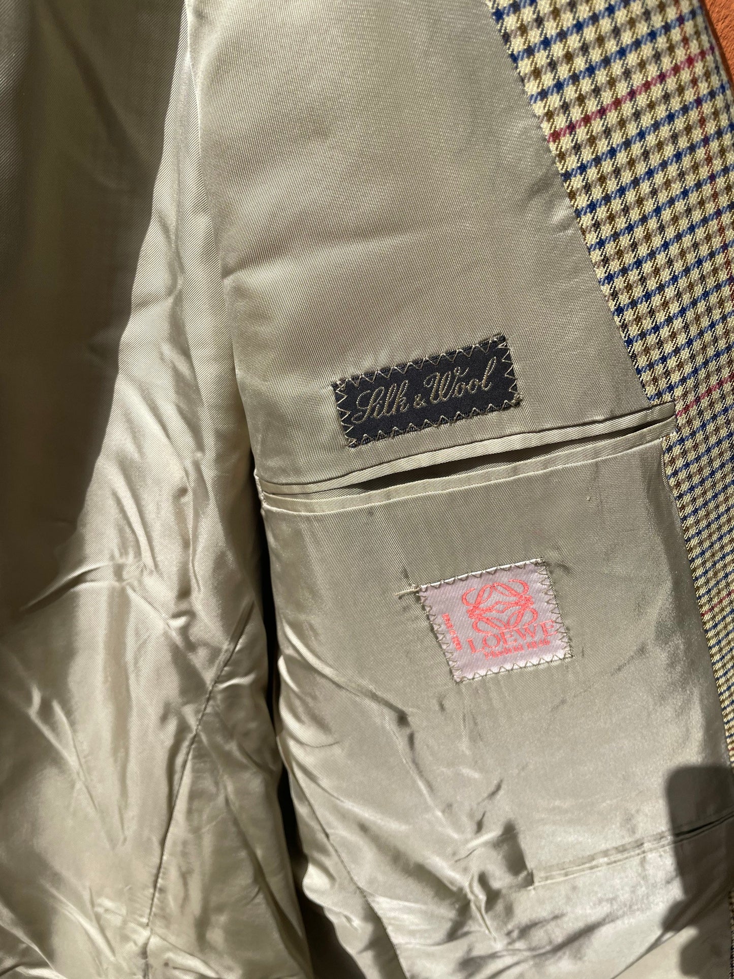 LOEWE plaid blazer jacket, Beige double breasted blazer in wool, Vintage Light academia blazer, Warm fall blazer, Designer Men's clothing