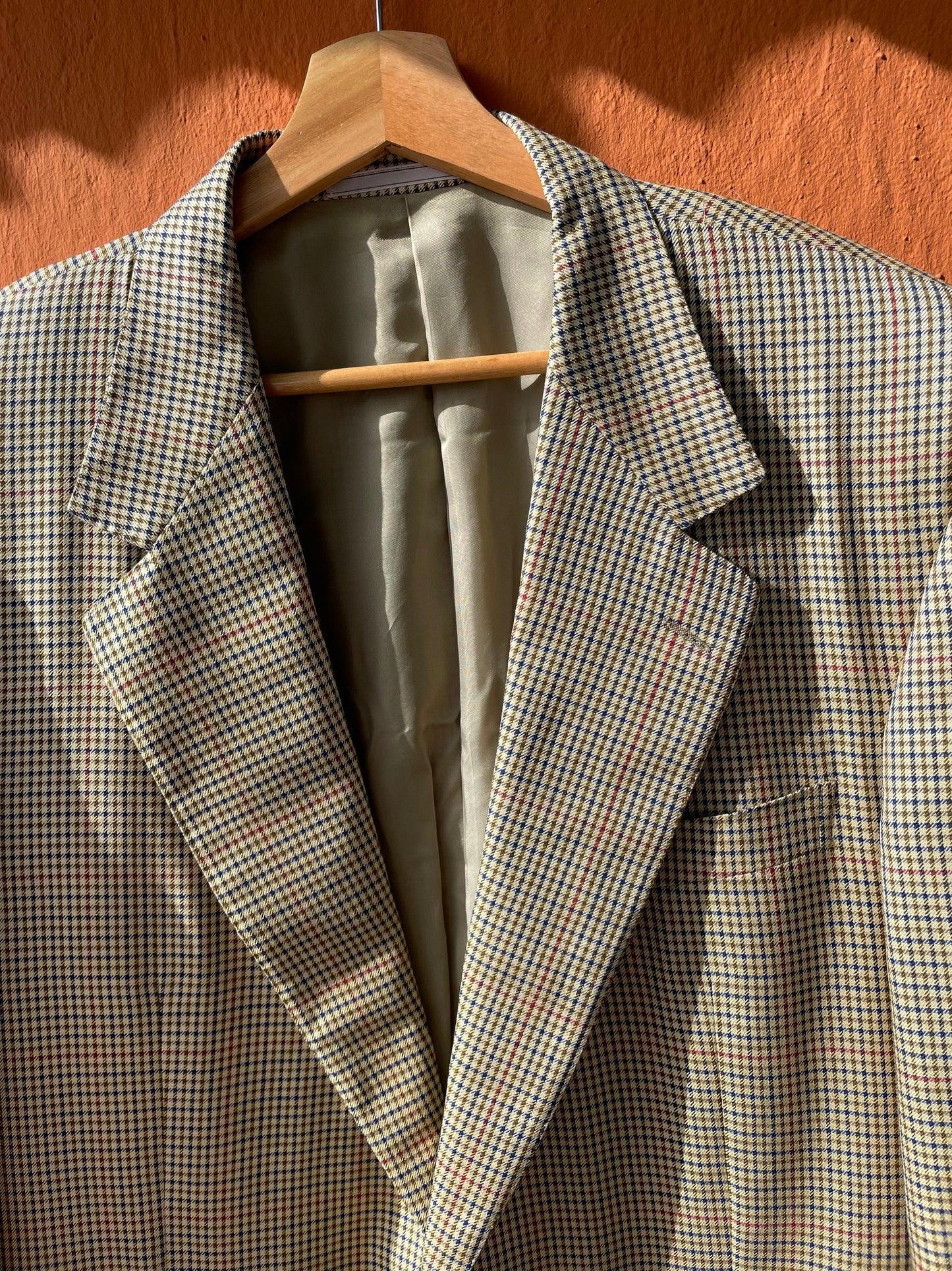 LOEWE plaid blazer jacket, Beige double breasted blazer in wool, Vintage Light academia blazer, Warm fall blazer, Designer Men's clothing