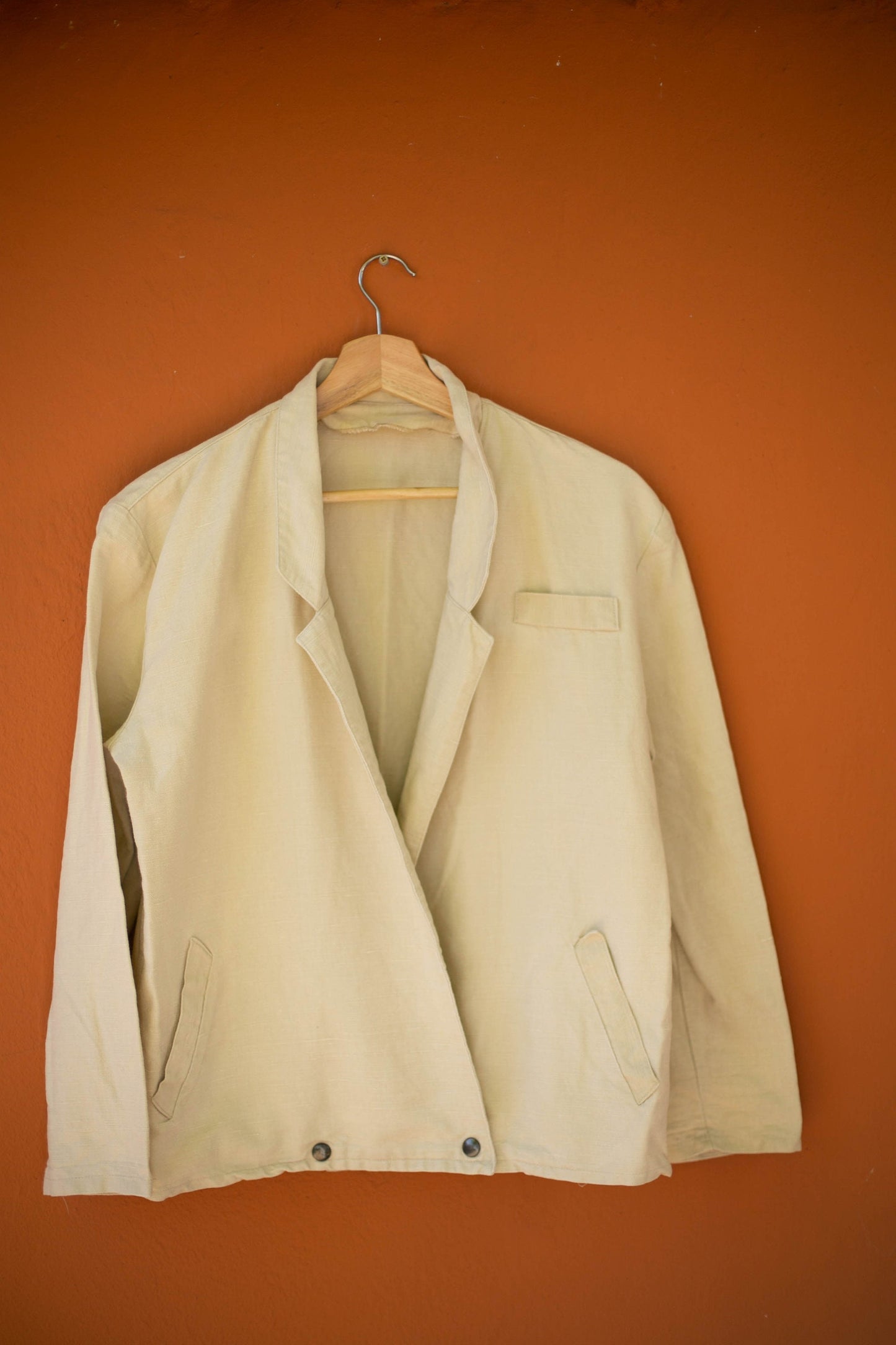 Neutral linen blazer jacket, Vintage smart blazer, Australian natural women clothing, Retro women's clothing, Autumn jacket,