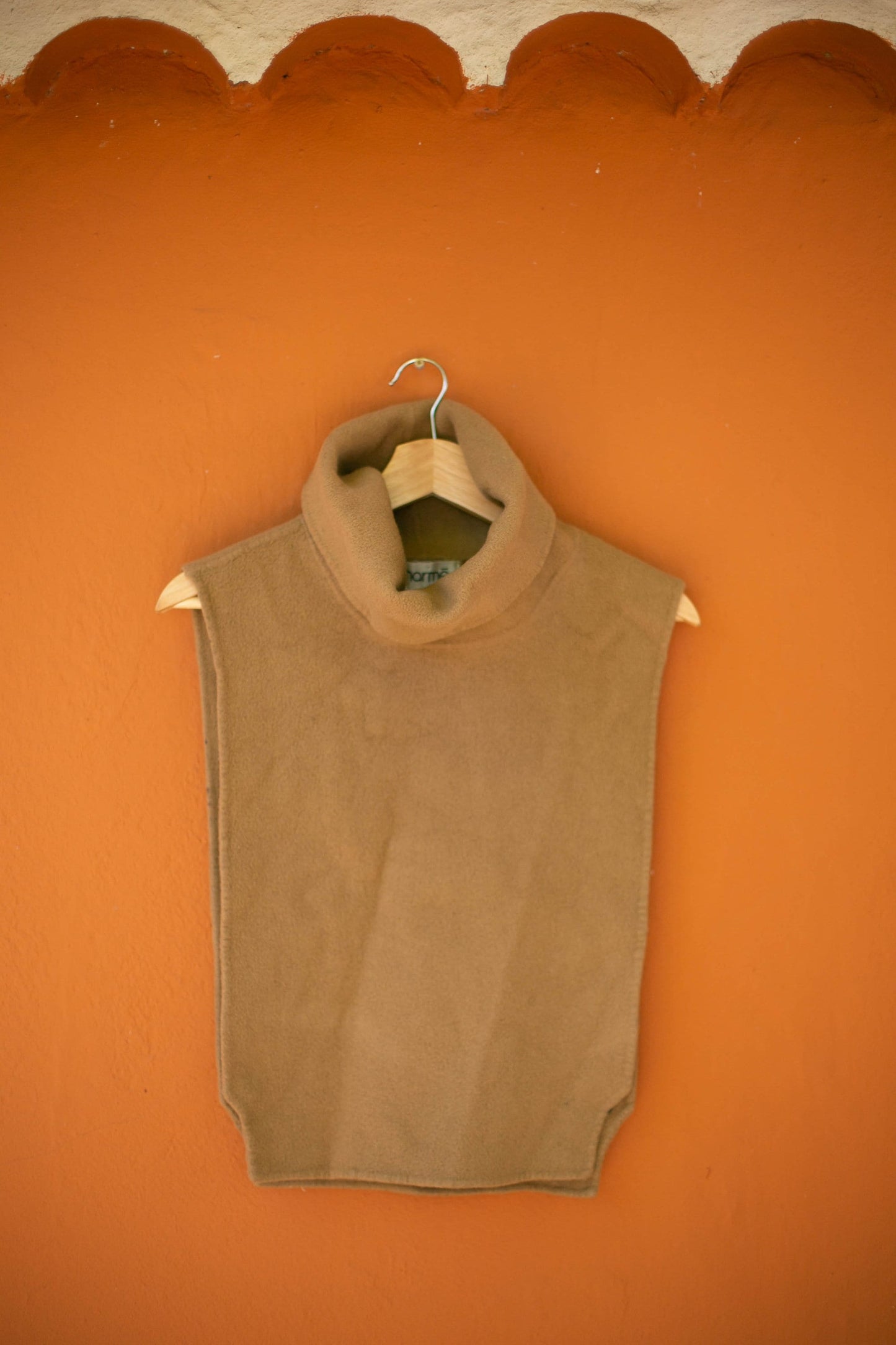 Wool Tan Turtleneck Shawl — additional view 10